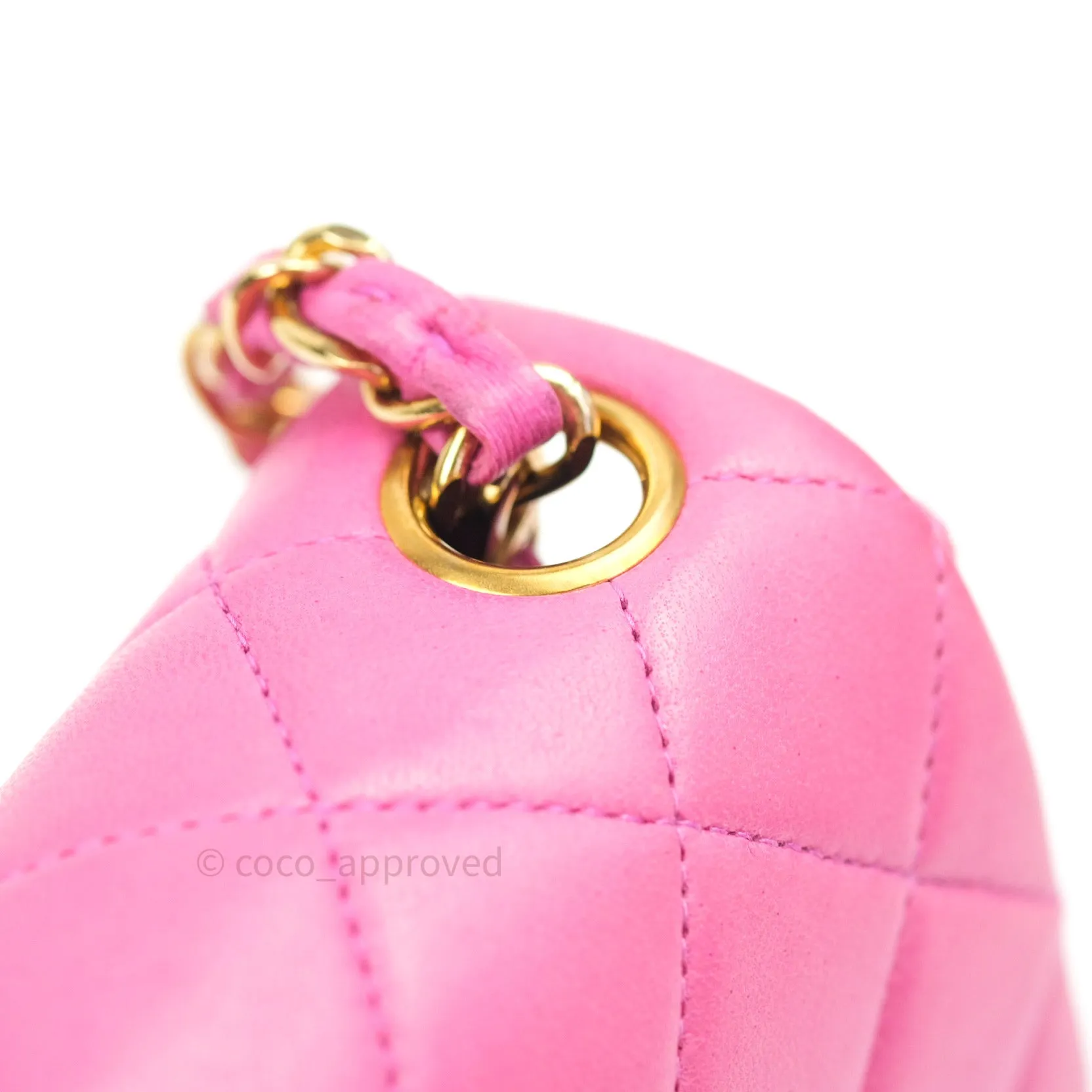 Chanel Mini Square Pink Lambskin 24K Gold Hardware