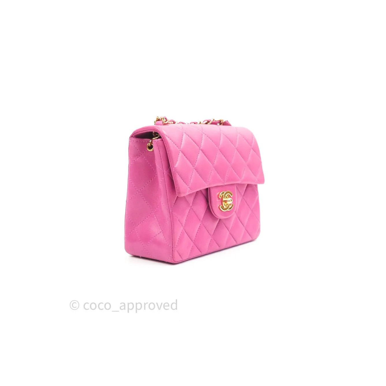 Chanel Mini Square Pink Lambskin 24K Gold Hardware