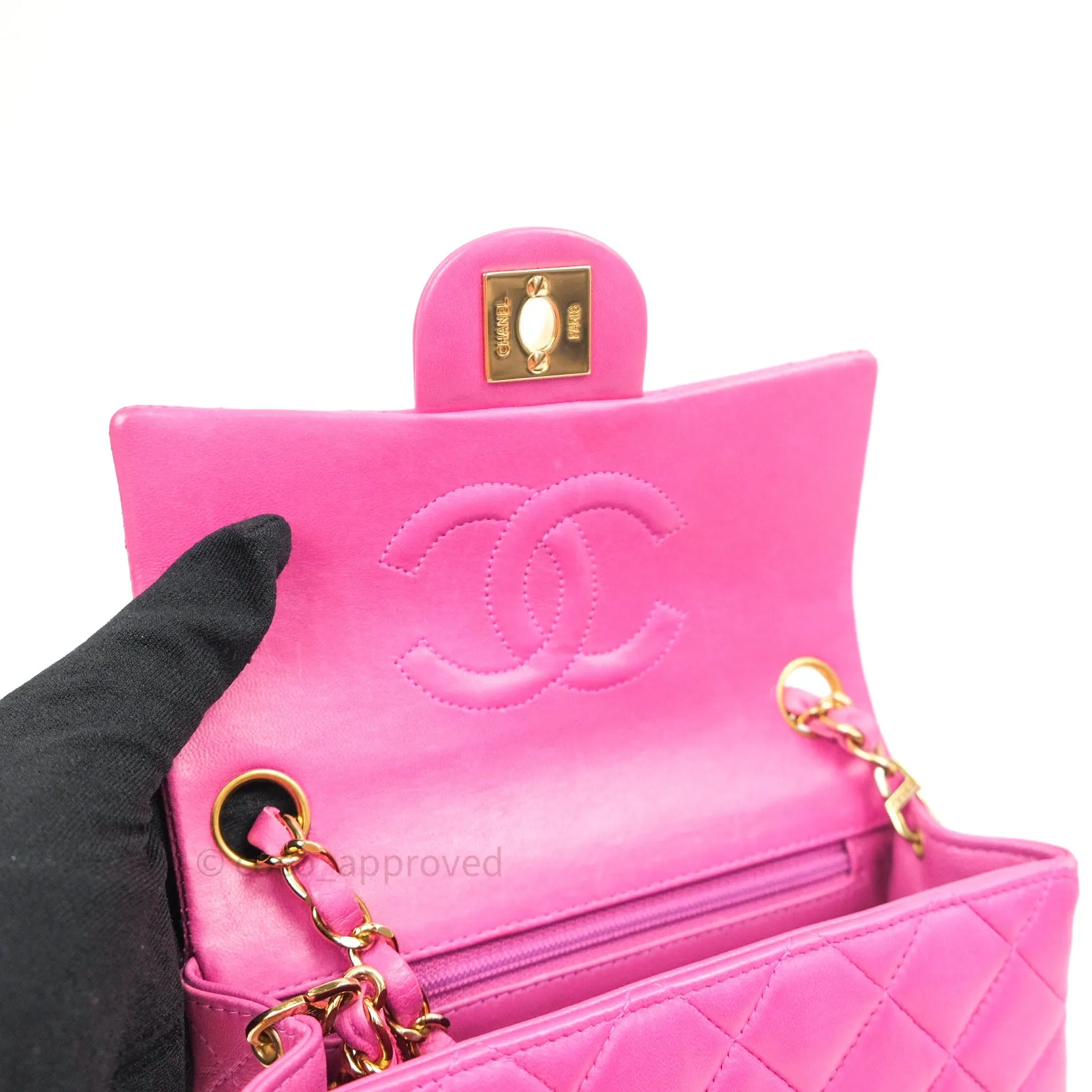 Chanel Mini Square Pink Lambskin 24K Gold Hardware
