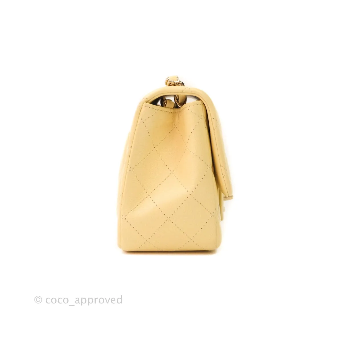 Chanel Mini Square Yellow Lambskin Gold Hardware