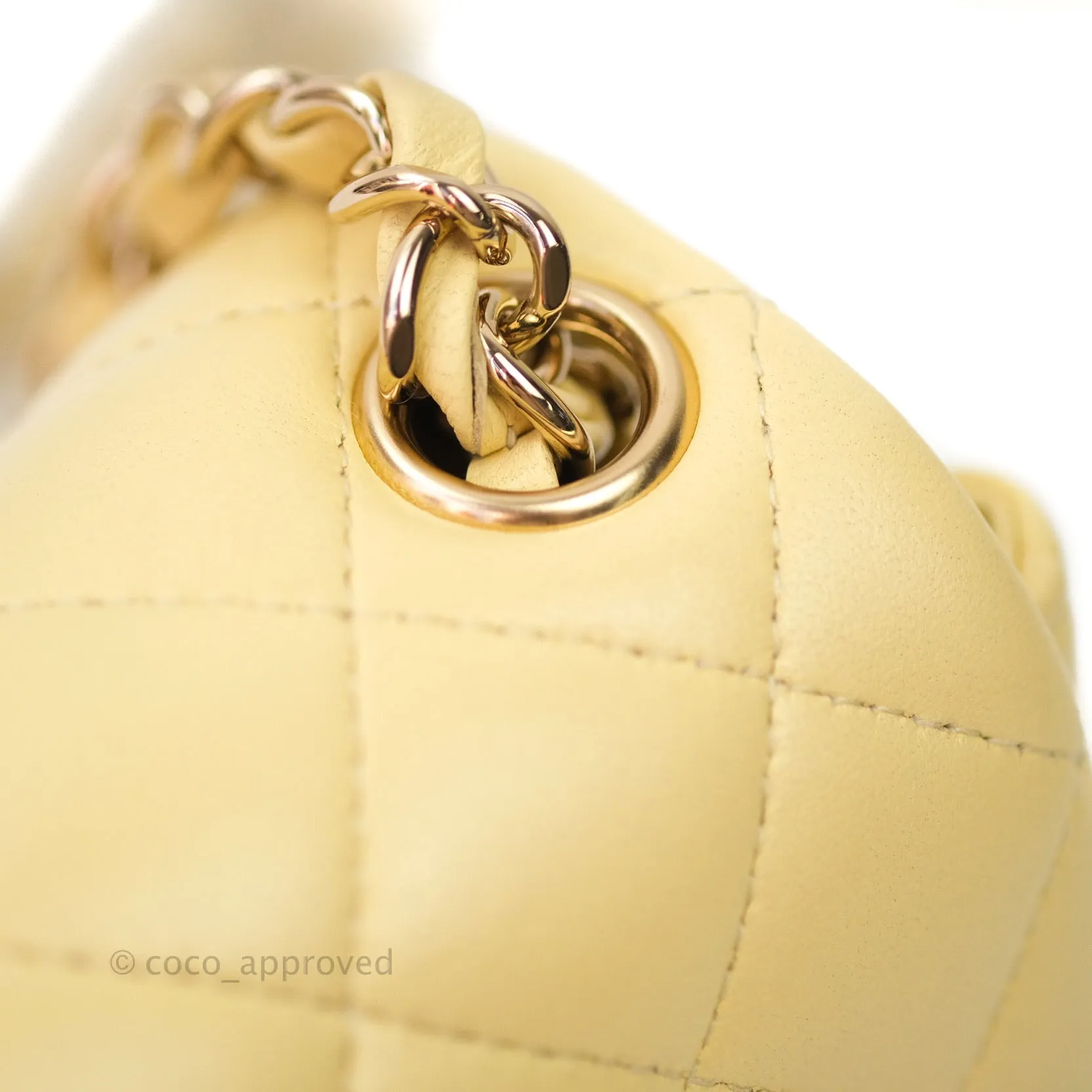 Chanel Mini Square Yellow Lambskin Gold Hardware