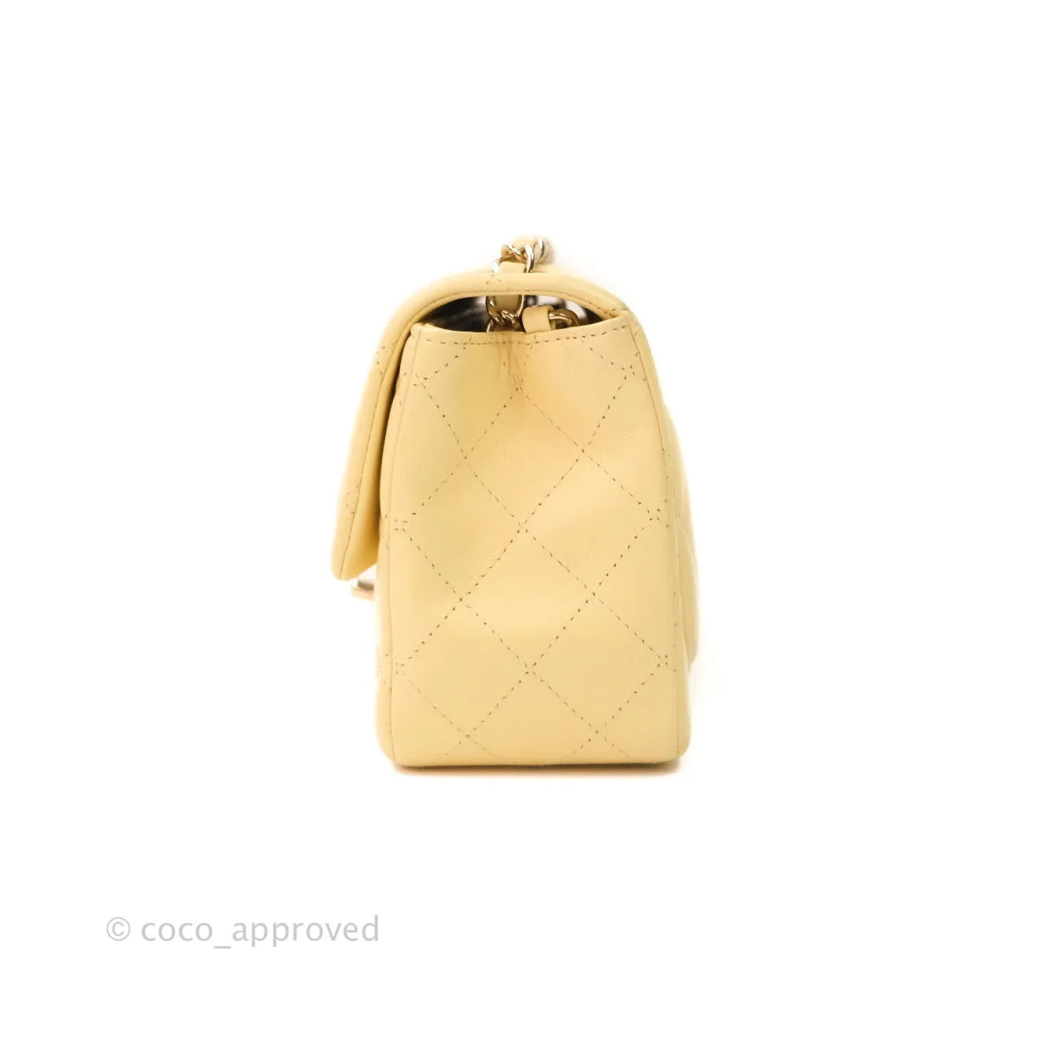 Chanel Mini Square Yellow Lambskin Gold Hardware