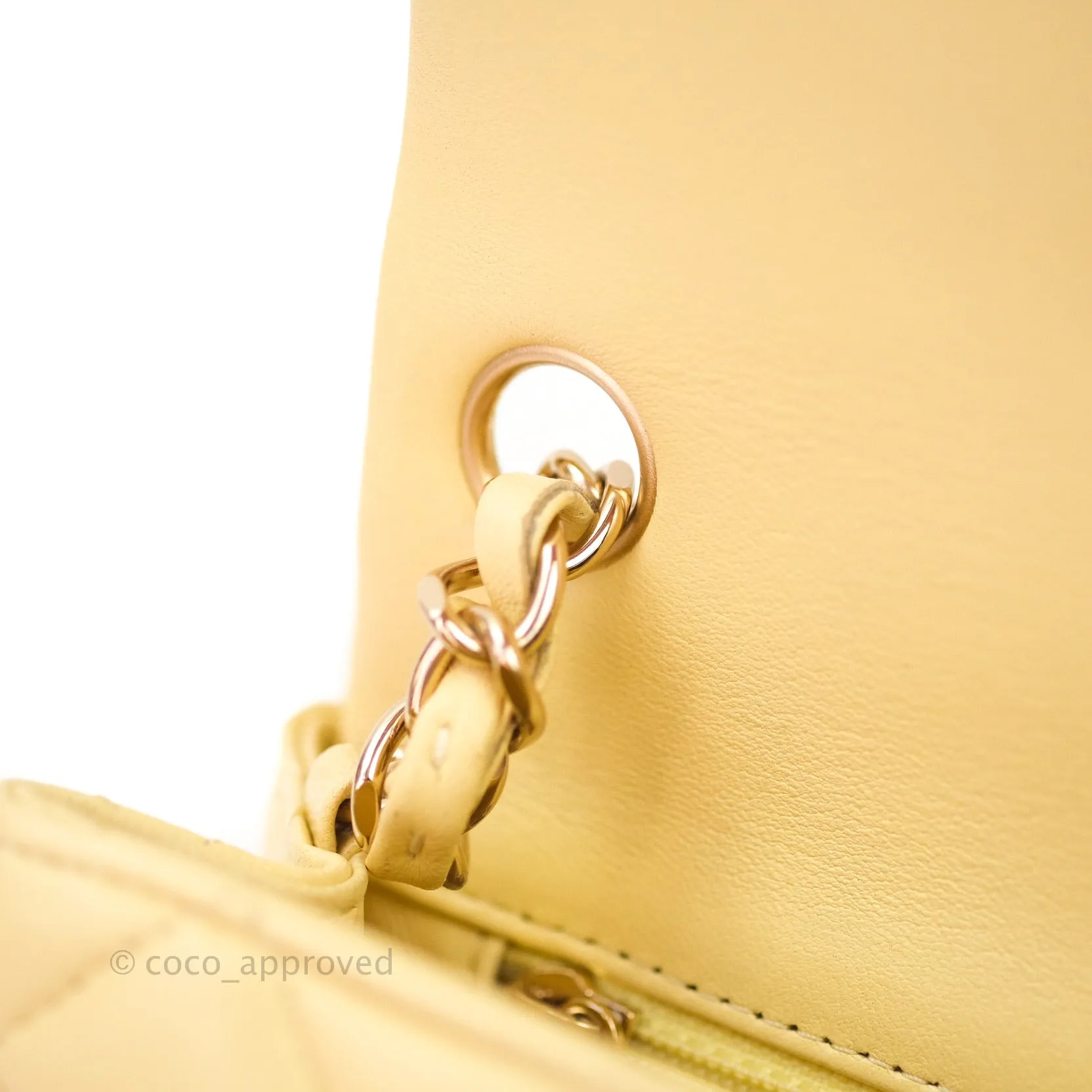 Chanel Mini Square Yellow Lambskin Gold Hardware