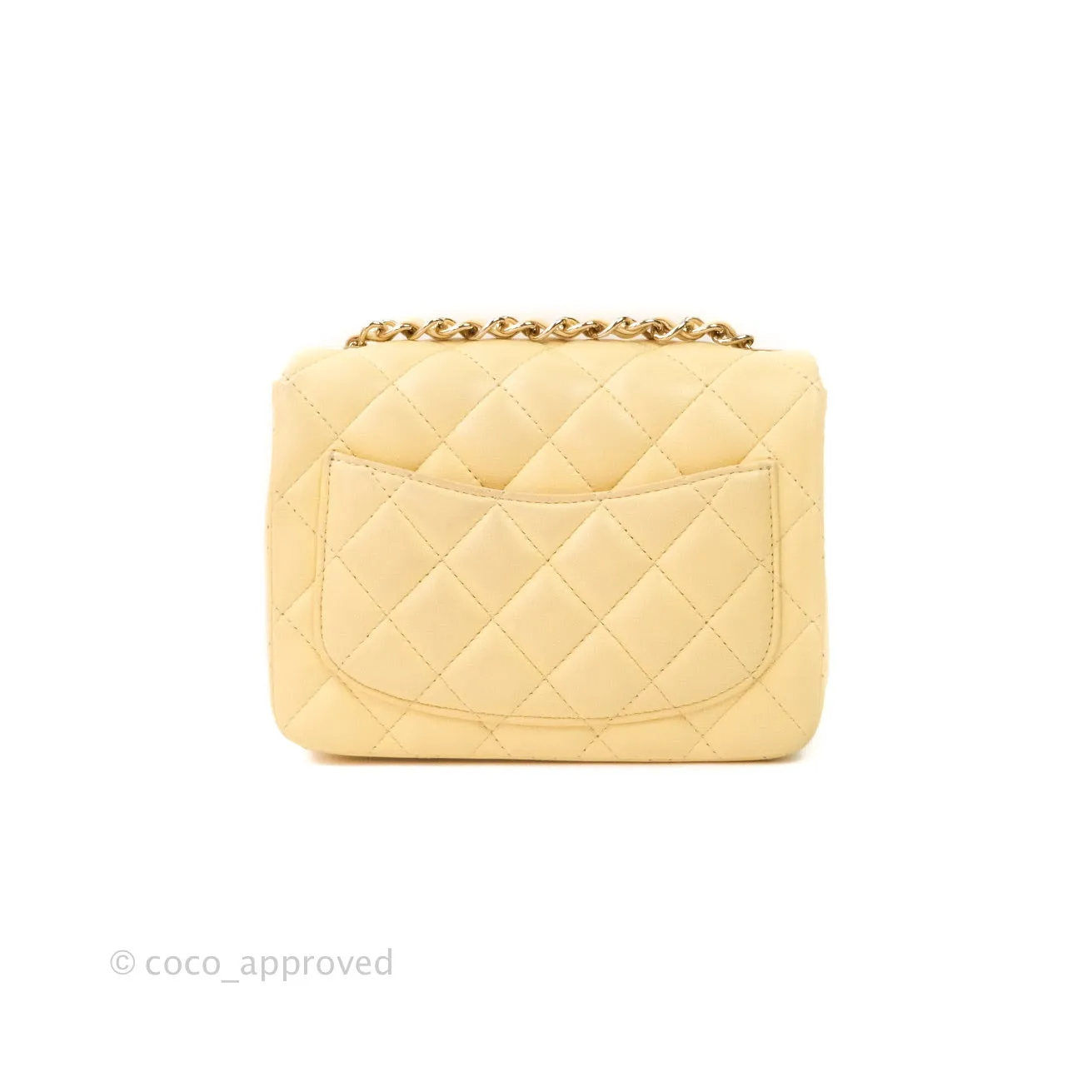 Chanel Mini Square Yellow Lambskin Gold Hardware