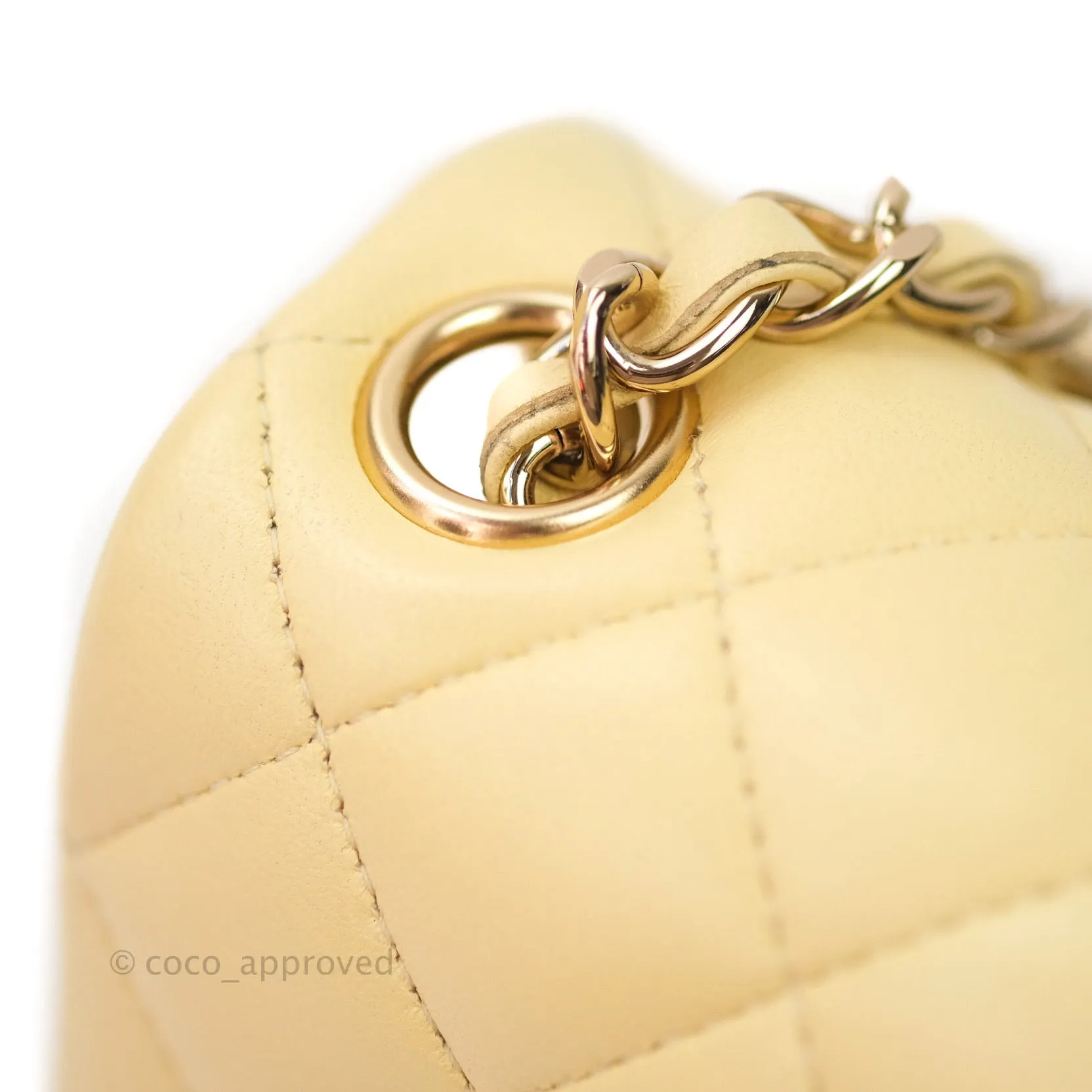 Chanel Mini Square Yellow Lambskin Gold Hardware