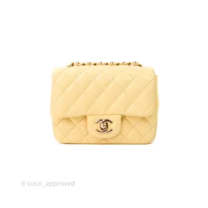 Chanel Mini Square Yellow Lambskin Gold Hardware