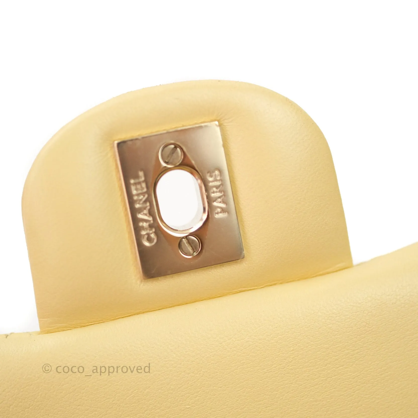 Chanel Mini Square Yellow Lambskin Gold Hardware