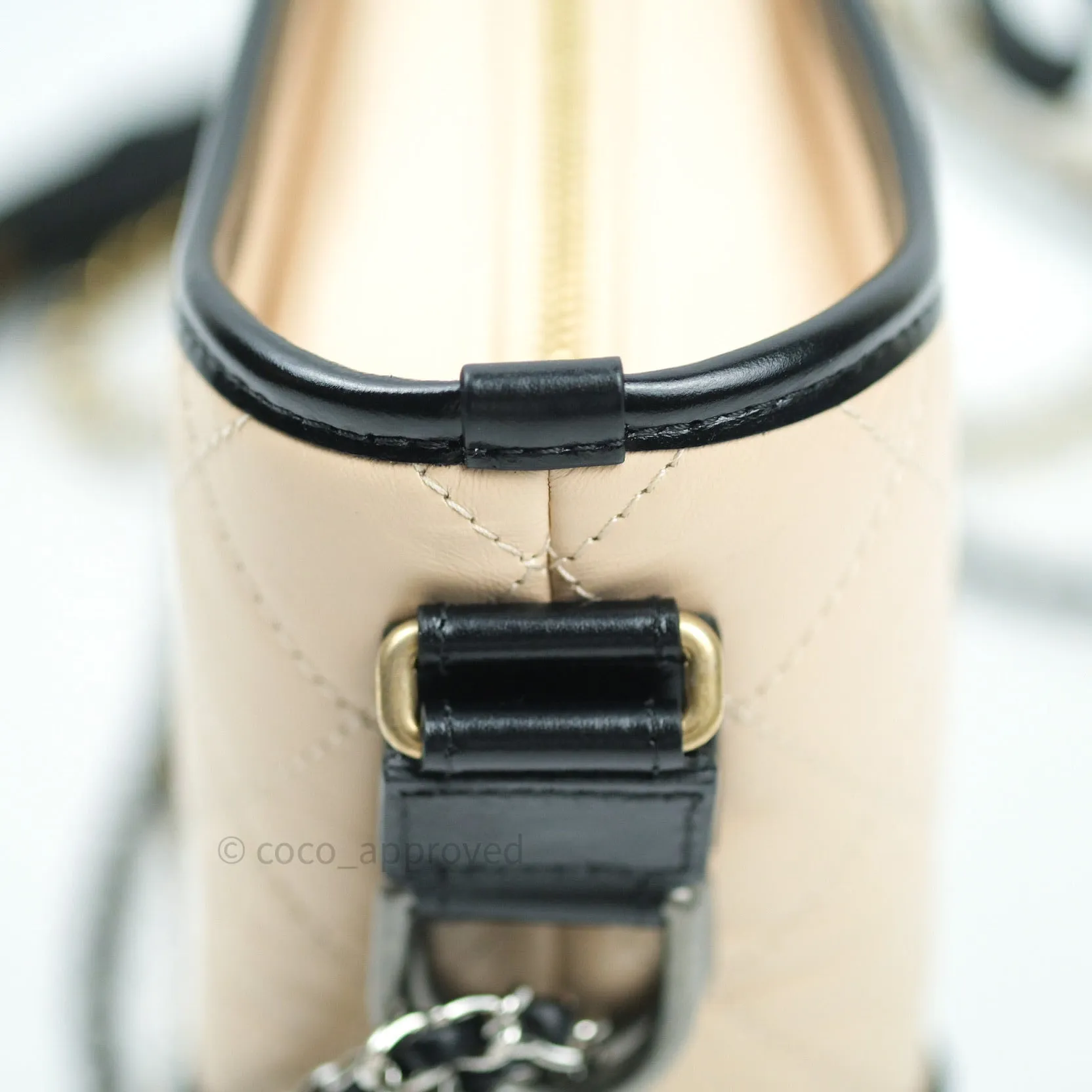 Chanel New Medium Gabrielle Beige Black Aged Calfskin
