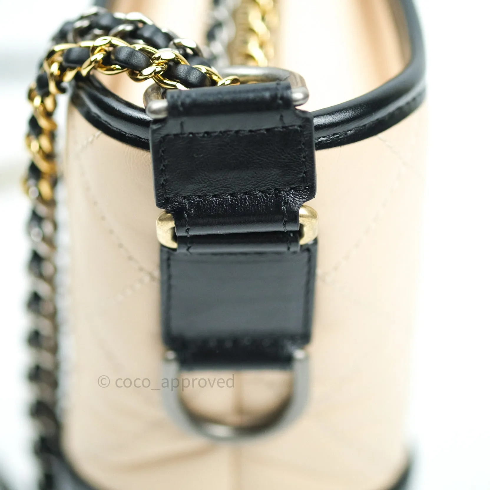 Chanel New Medium Gabrielle Beige Black Aged Calfskin