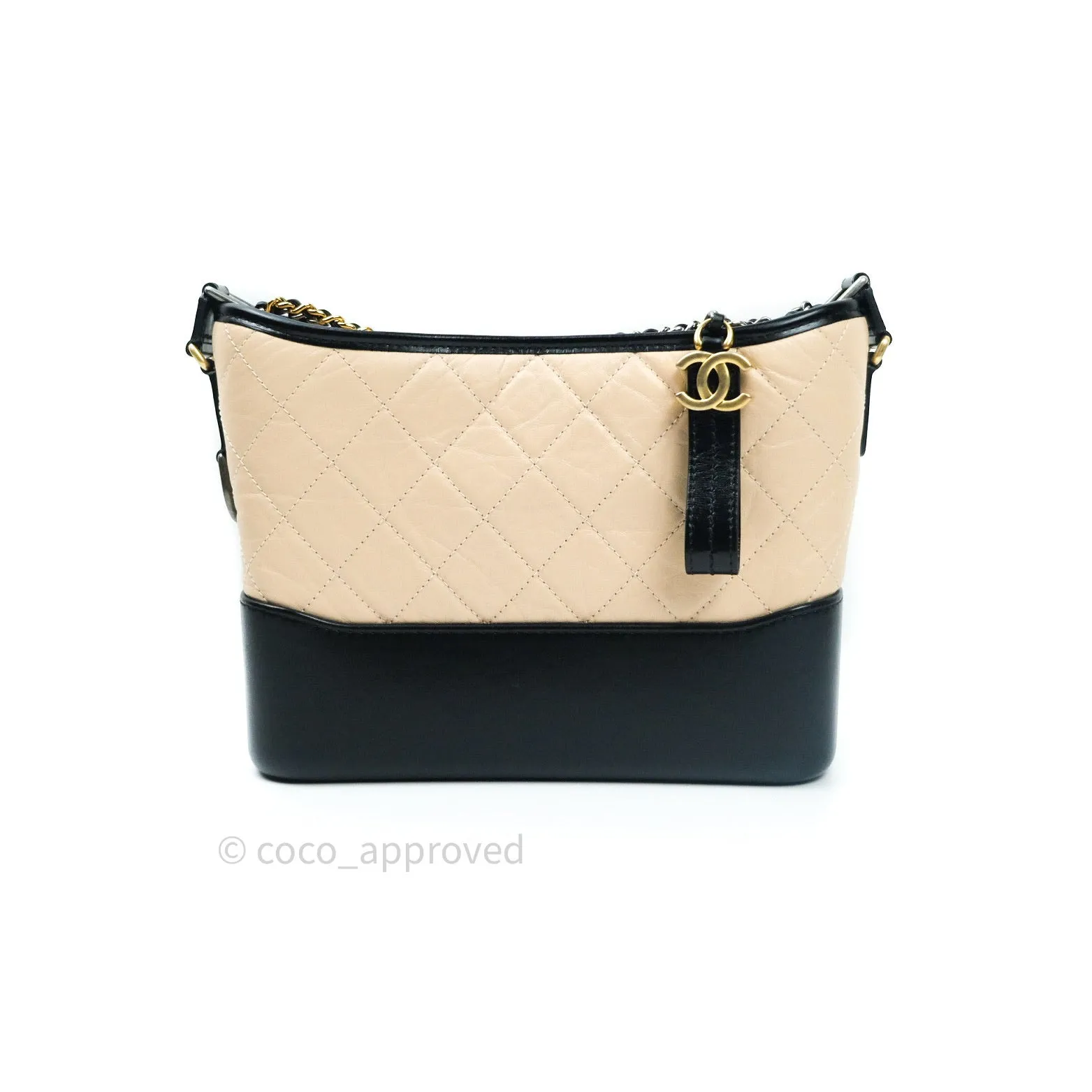 Chanel New Medium Gabrielle Beige Black Aged Calfskin