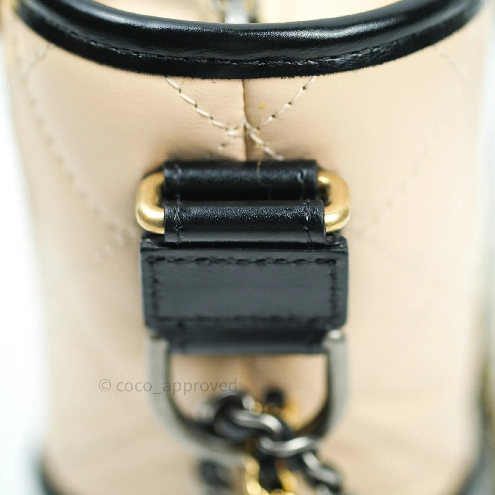 Chanel New Medium Gabrielle Beige Black Aged Calfskin