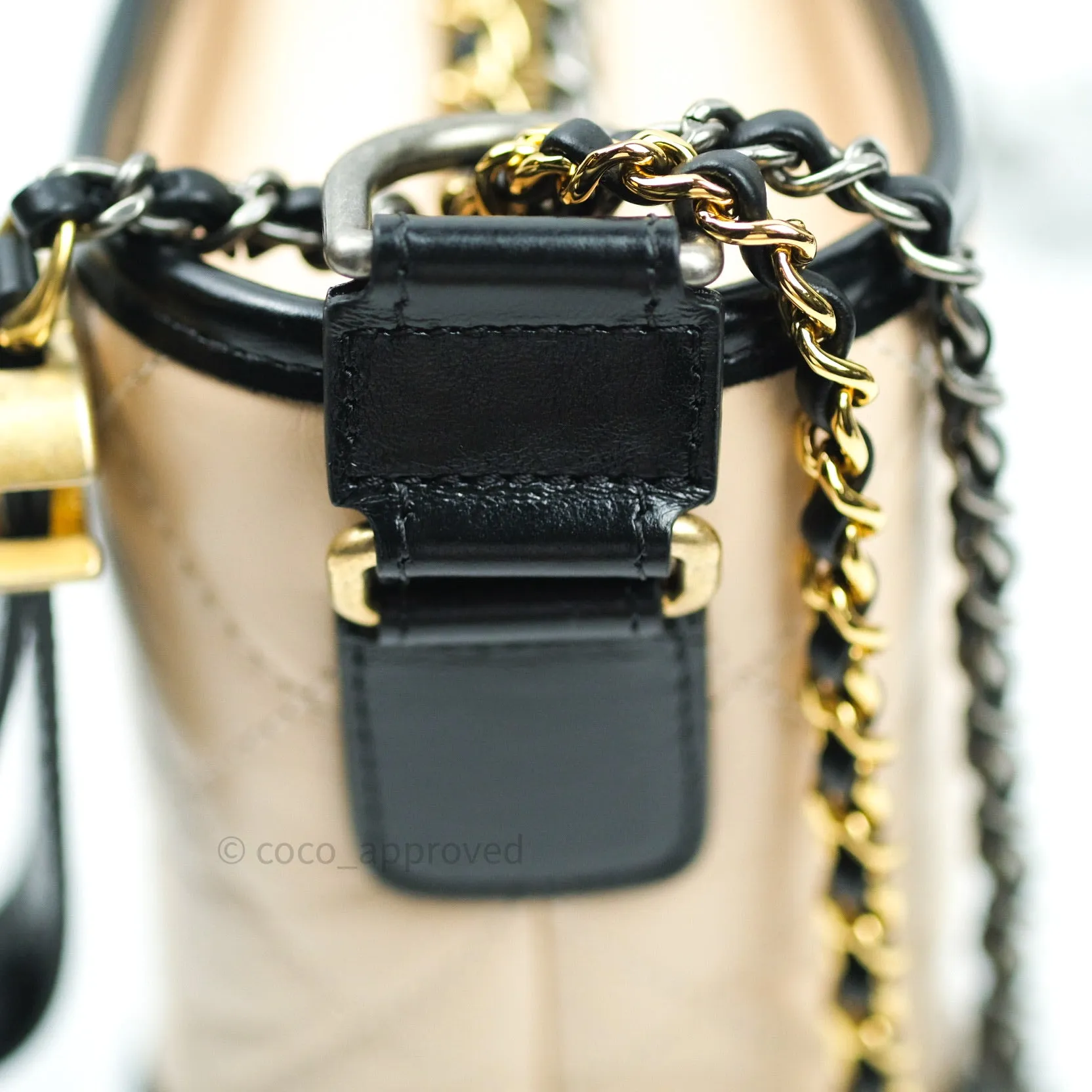 Chanel New Medium Gabrielle Beige Black Aged Calfskin