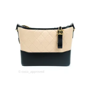 Chanel New Medium Gabrielle Beige Black Aged Calfskin