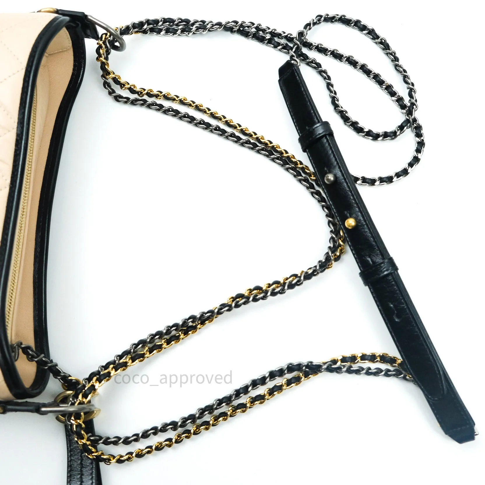 Chanel New Medium Gabrielle Beige Black Aged Calfskin