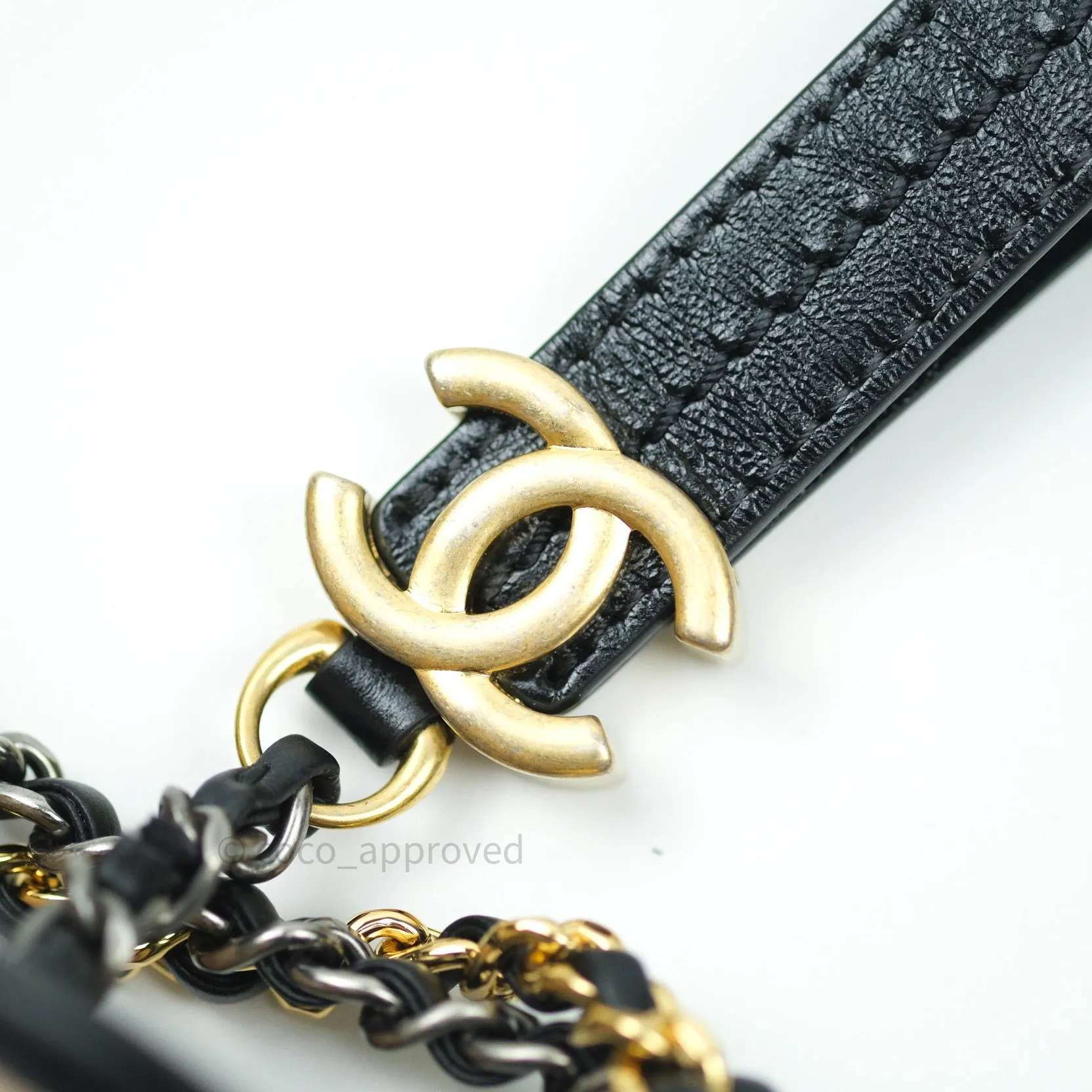 Chanel New Medium Gabrielle Beige Black Aged Calfskin