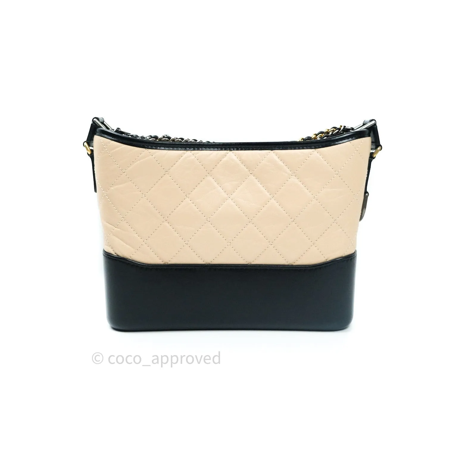 Chanel New Medium Gabrielle Beige Black Aged Calfskin
