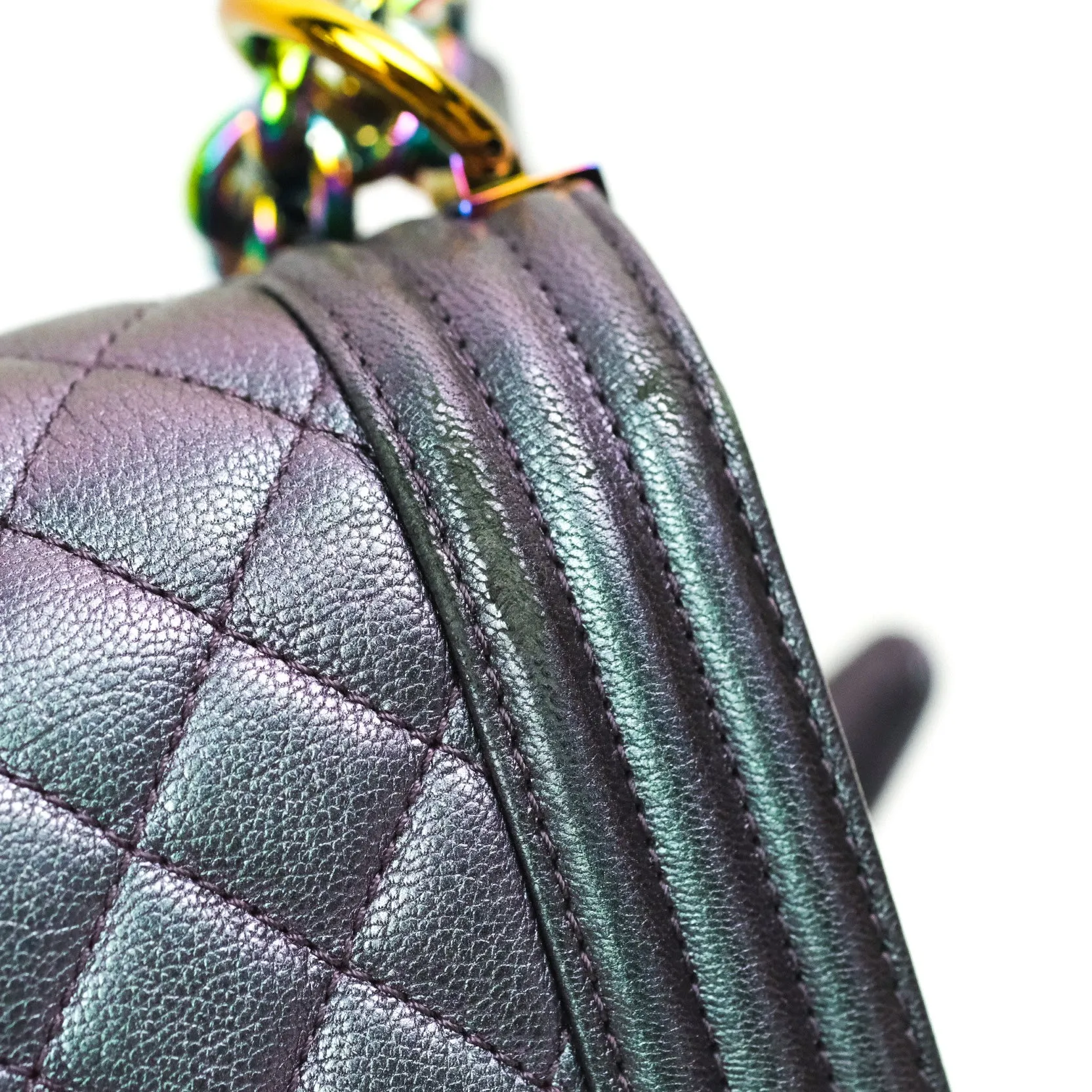 Chanel Purple Mermaid Iridescent Medium Calfskin Boy Bag