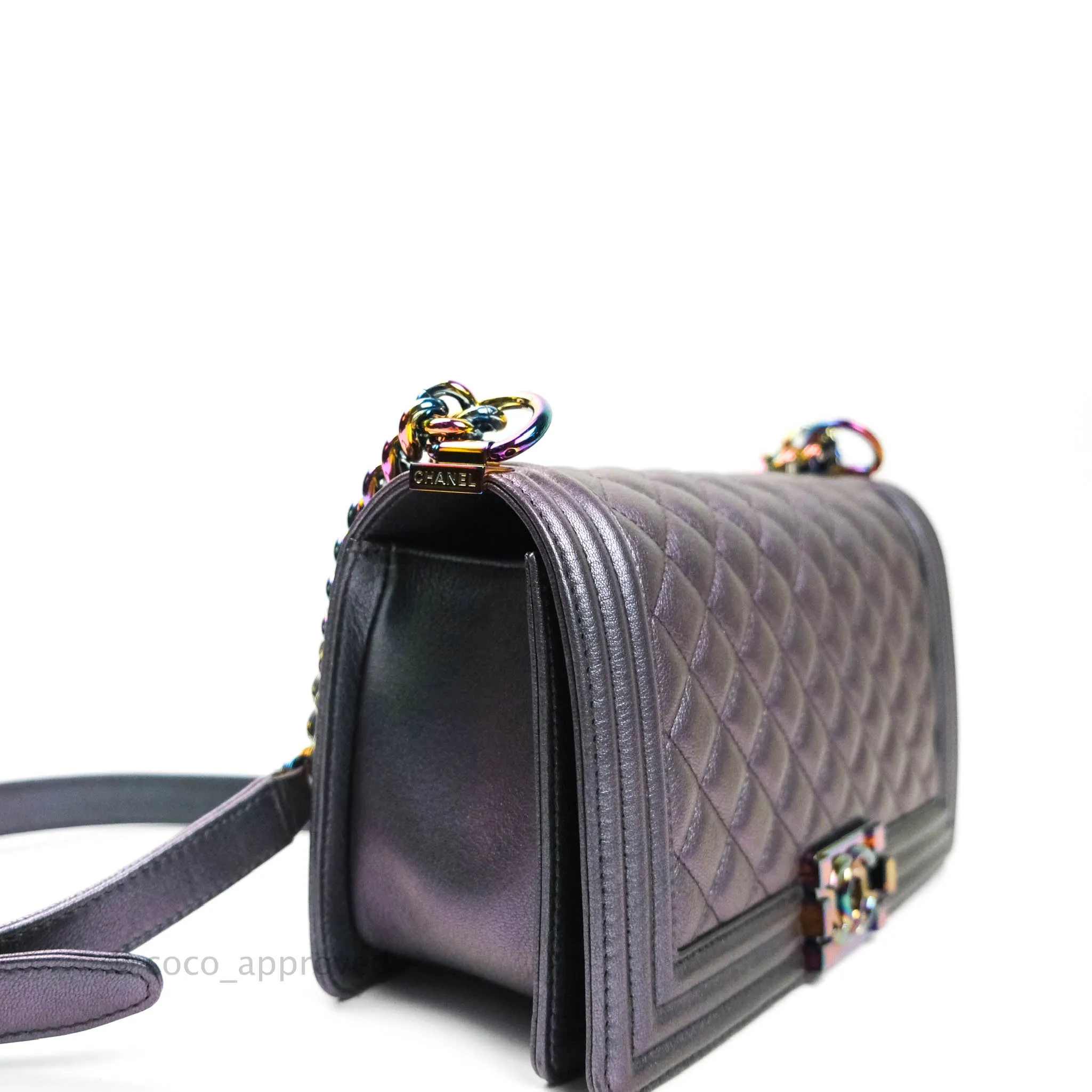 Chanel Purple Mermaid Iridescent Medium Calfskin Boy Bag