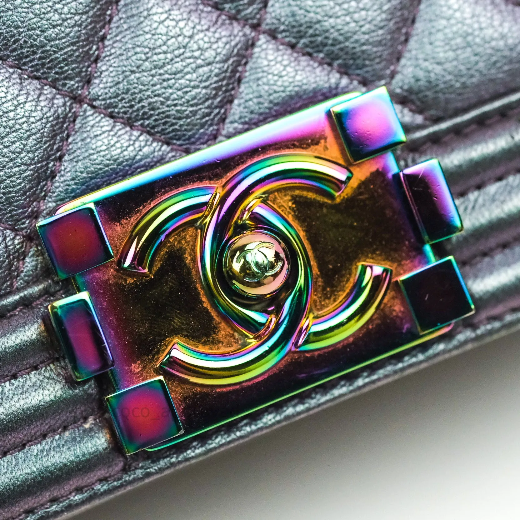 Chanel Purple Mermaid Iridescent Medium Calfskin Boy Bag