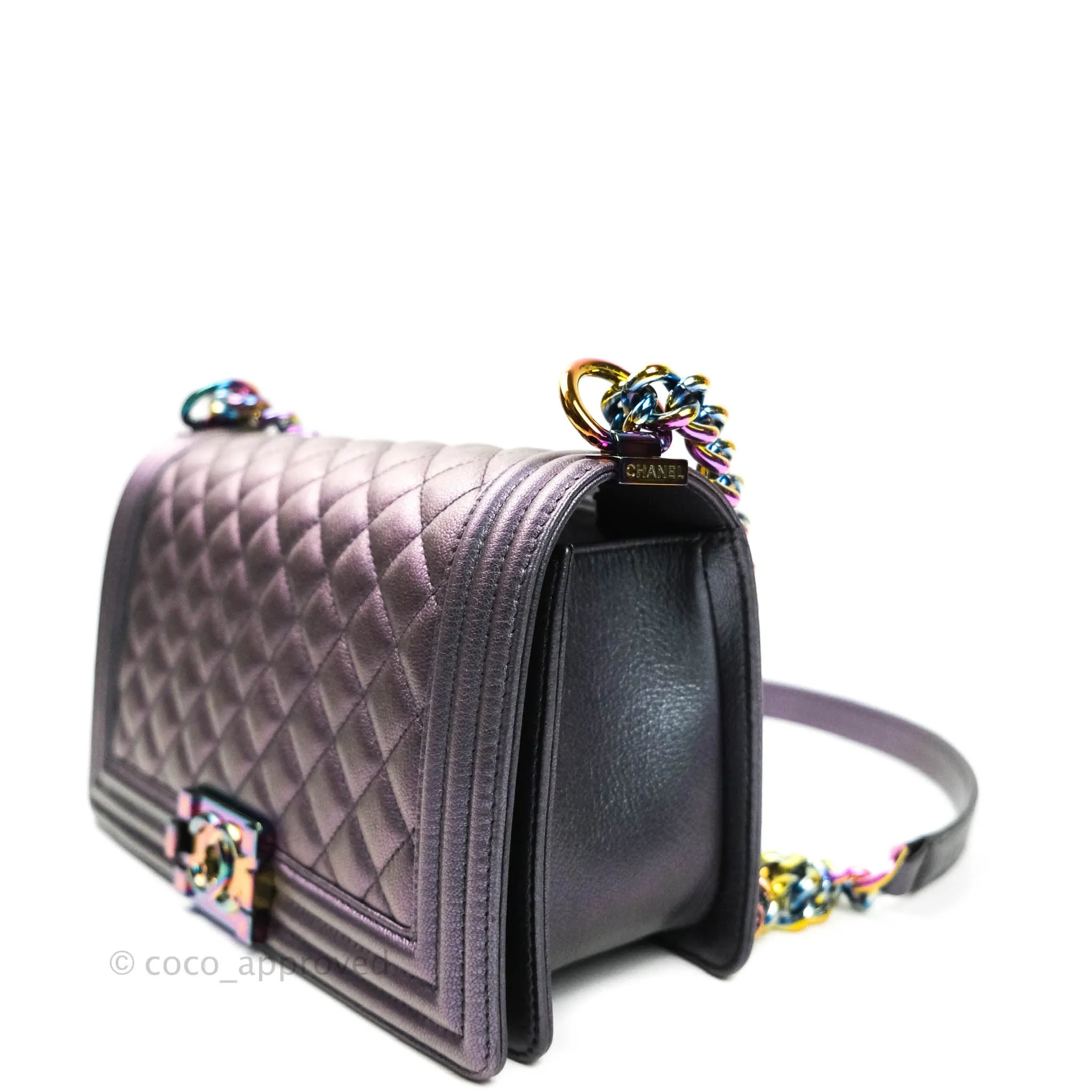 Chanel Purple Mermaid Iridescent Medium Calfskin Boy Bag