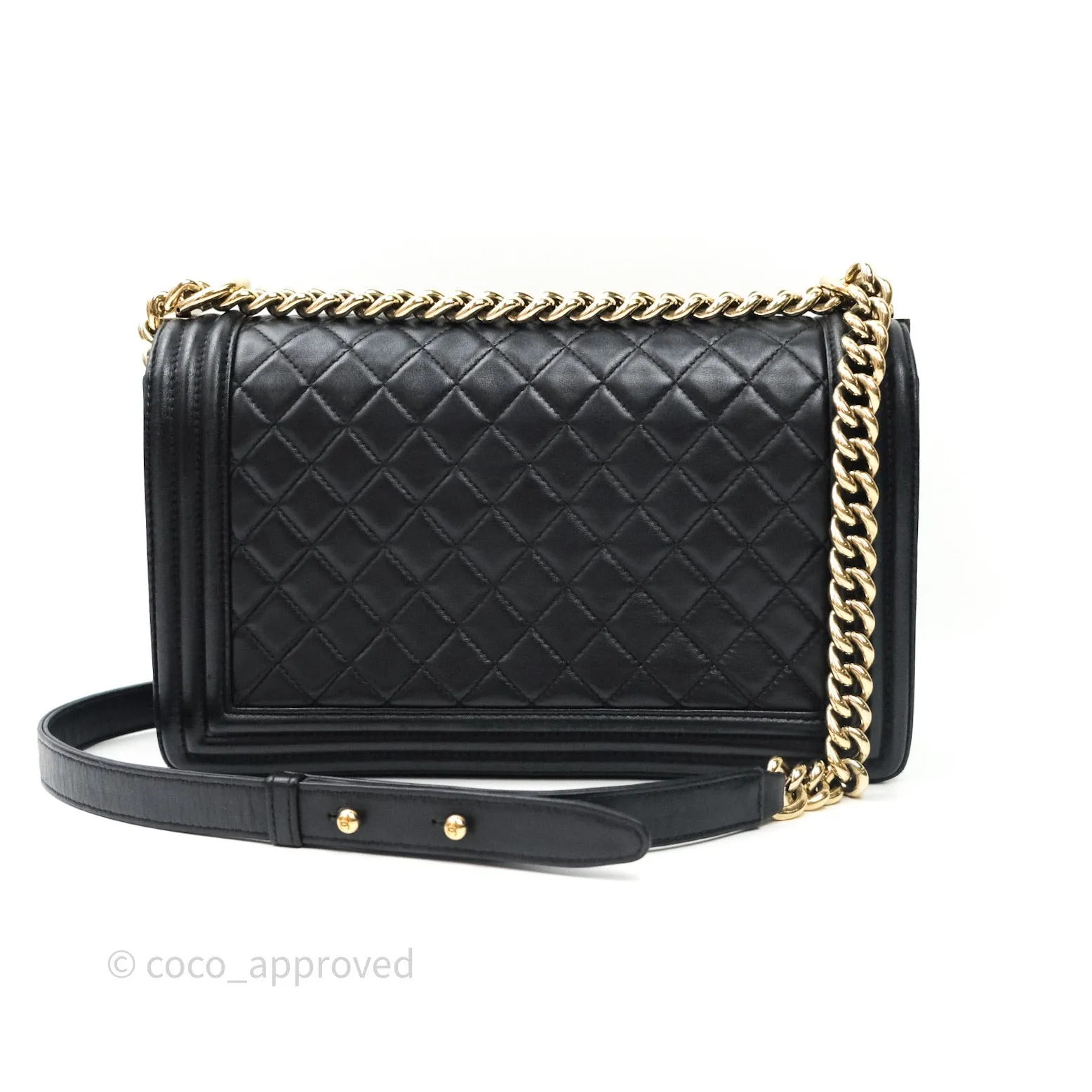 Chanel Quilted Boy New Medium Black Lambskin Gold Hardware