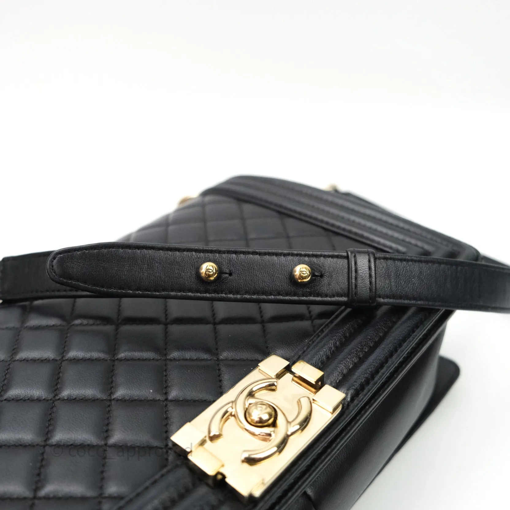 Chanel Quilted Boy New Medium Black Lambskin Gold Hardware