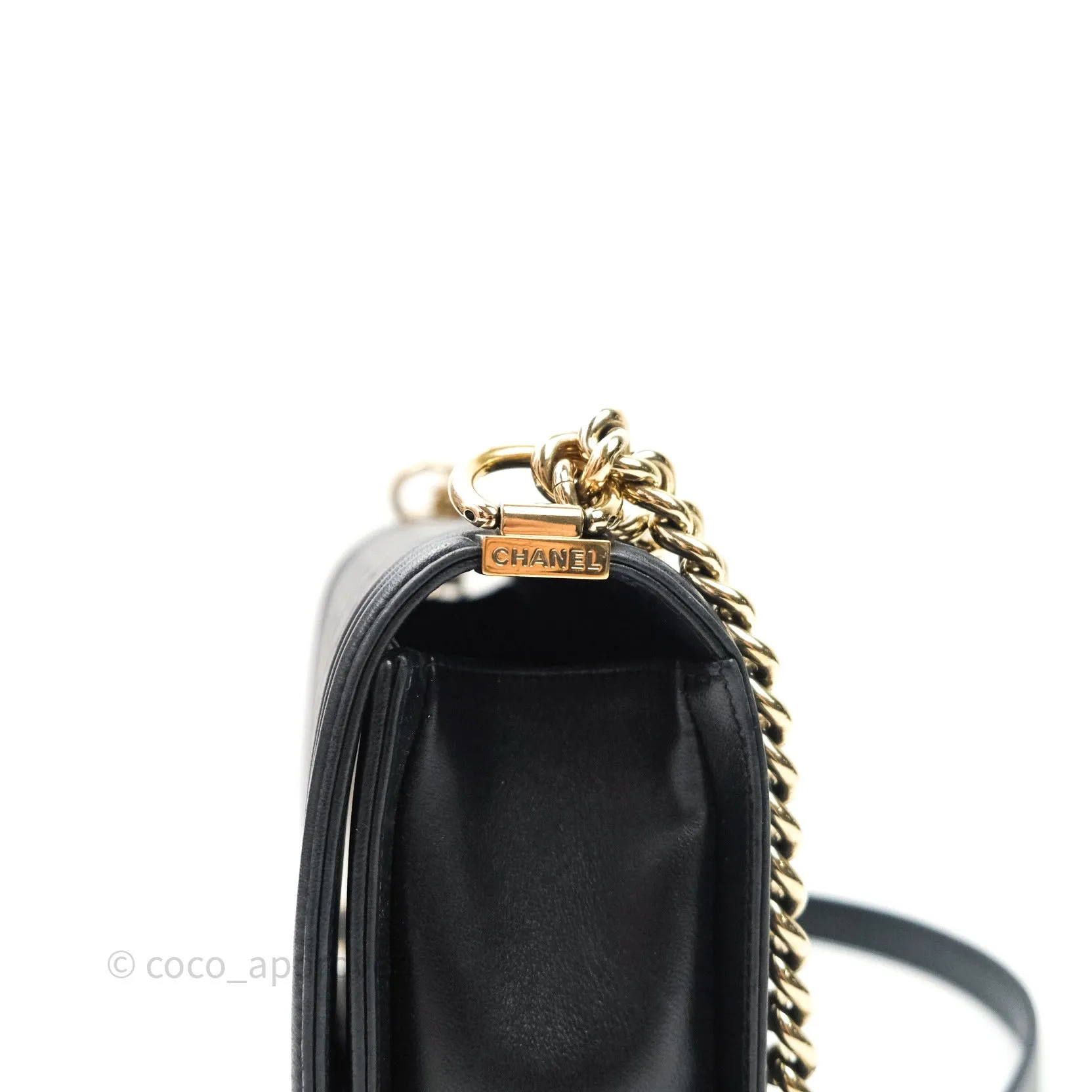Chanel Quilted Boy New Medium Black Lambskin Gold Hardware