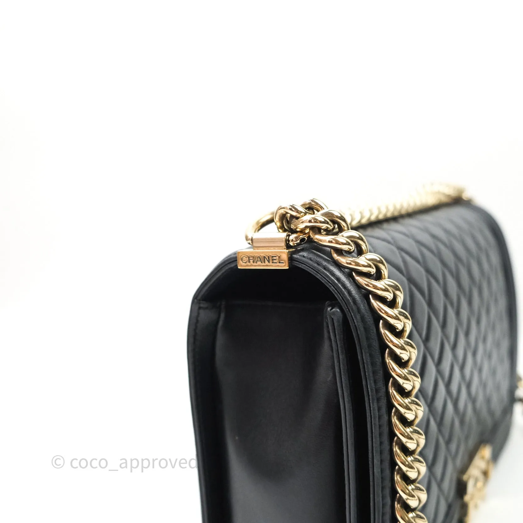 Chanel Quilted Boy New Medium Black Lambskin Gold Hardware