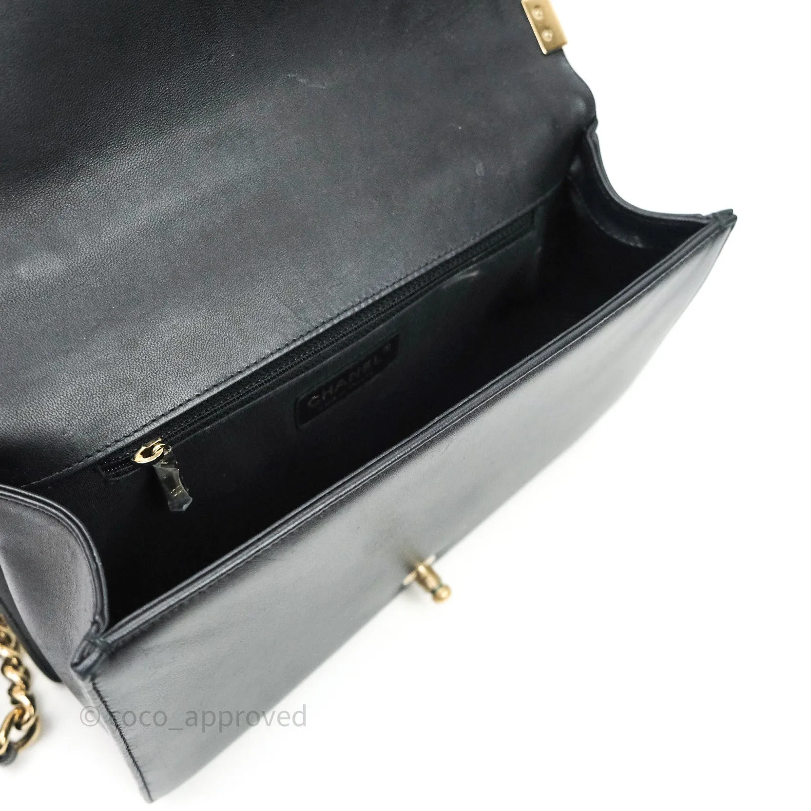 Chanel Quilted Boy New Medium Black Lambskin Gold Hardware