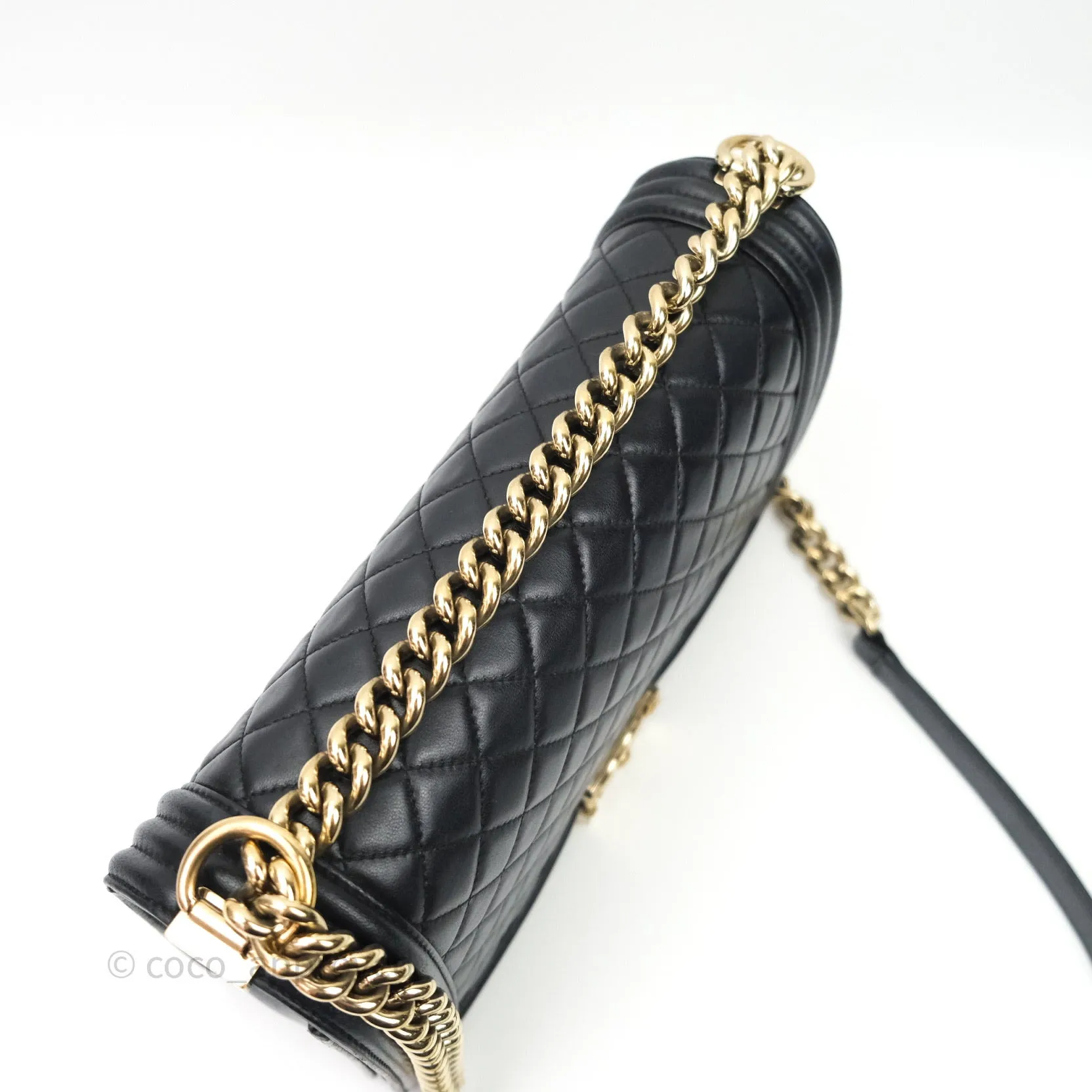 Chanel Quilted Boy New Medium Black Lambskin Gold Hardware