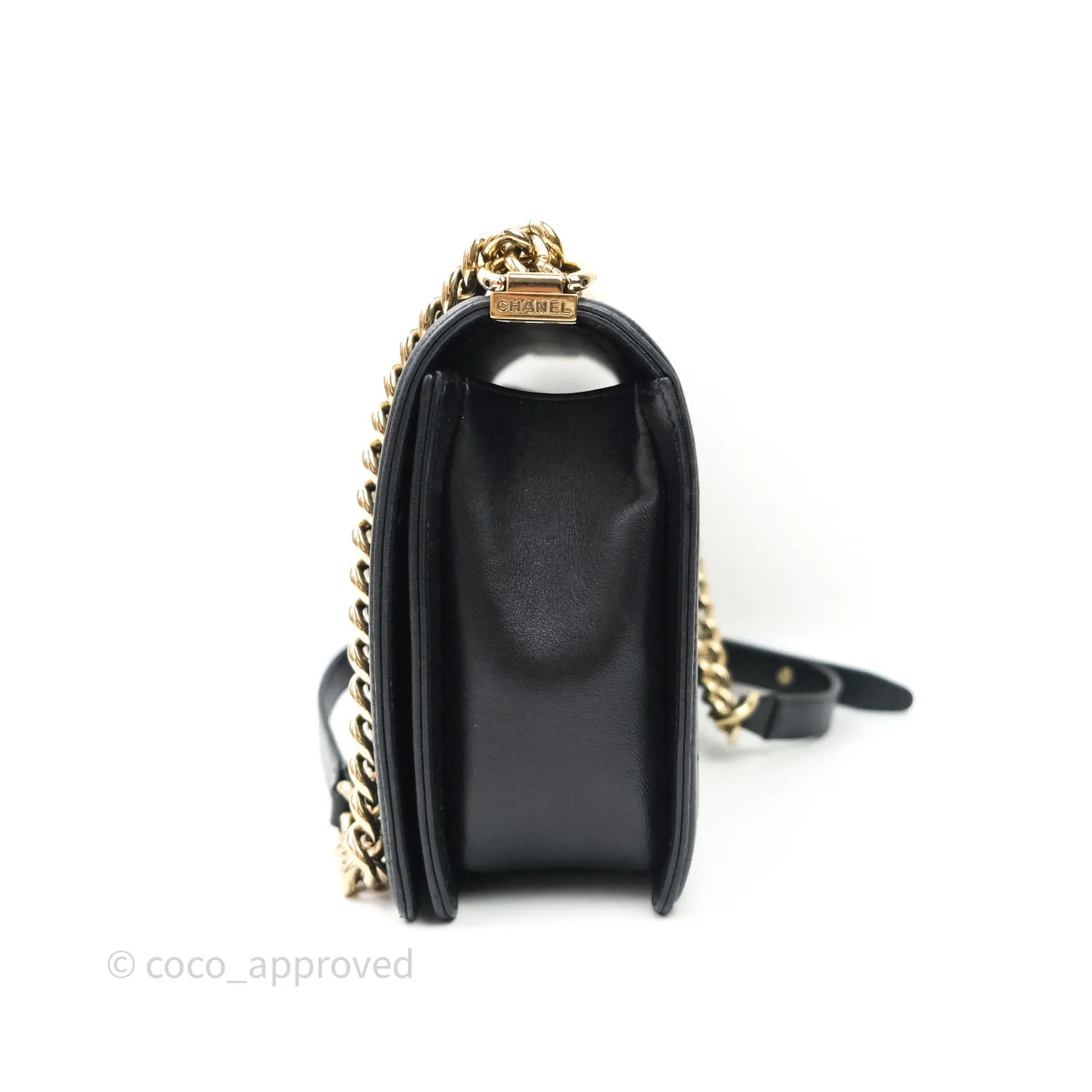 Chanel Quilted Boy New Medium Black Lambskin Gold Hardware