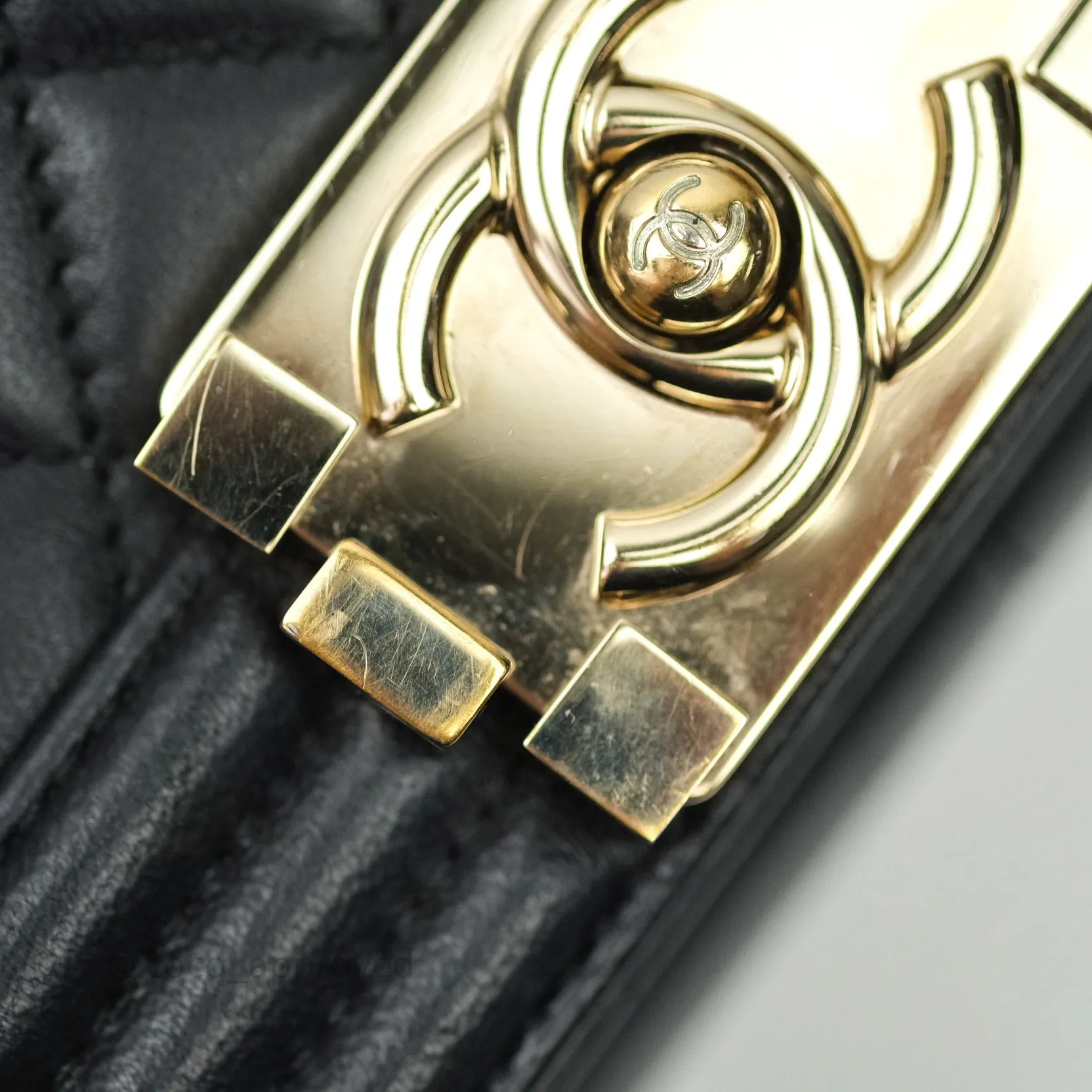 Chanel Quilted Boy New Medium Black Lambskin Gold Hardware