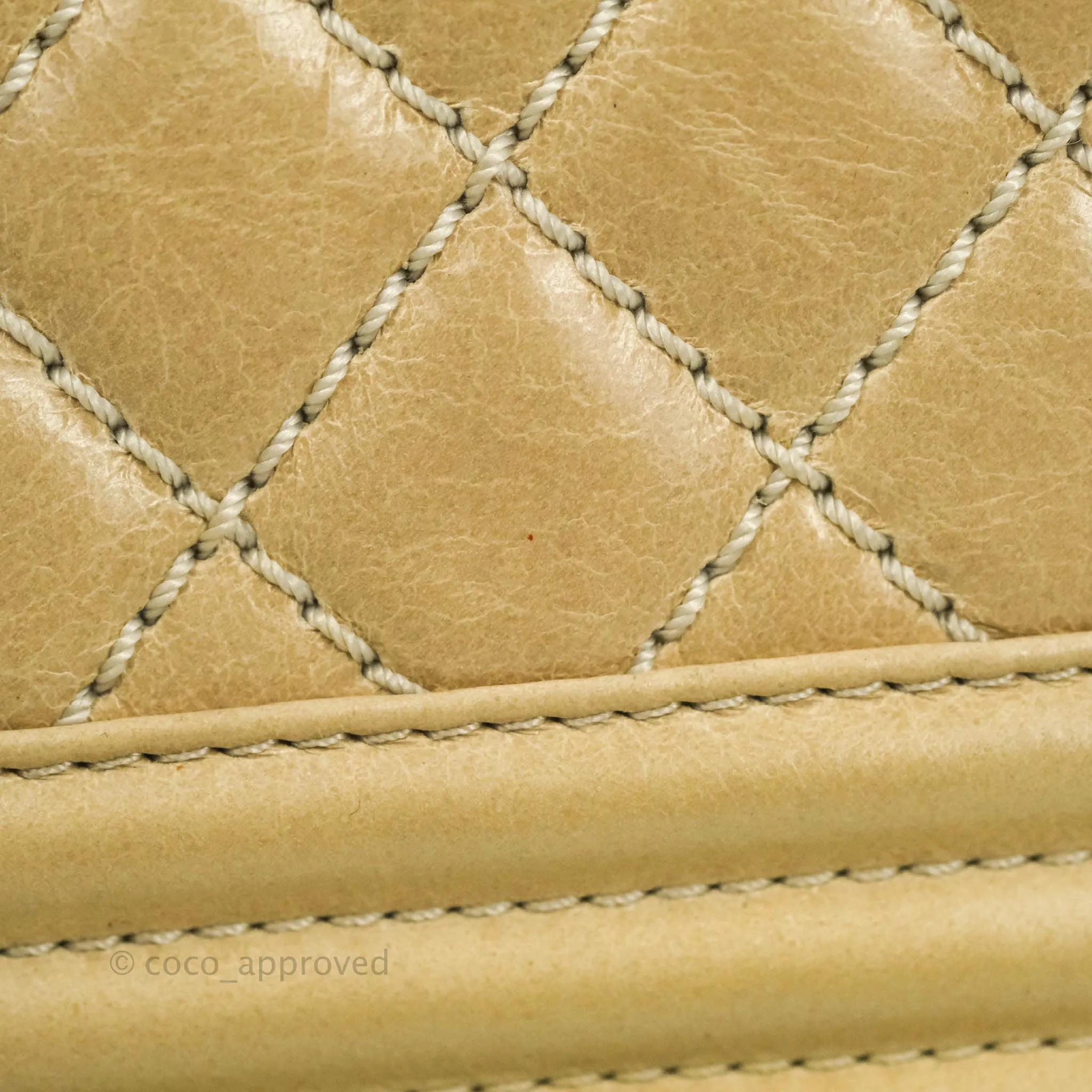 Chanel Quilted Large Boy Beige Aged Calfskin Aged Gold Hardware