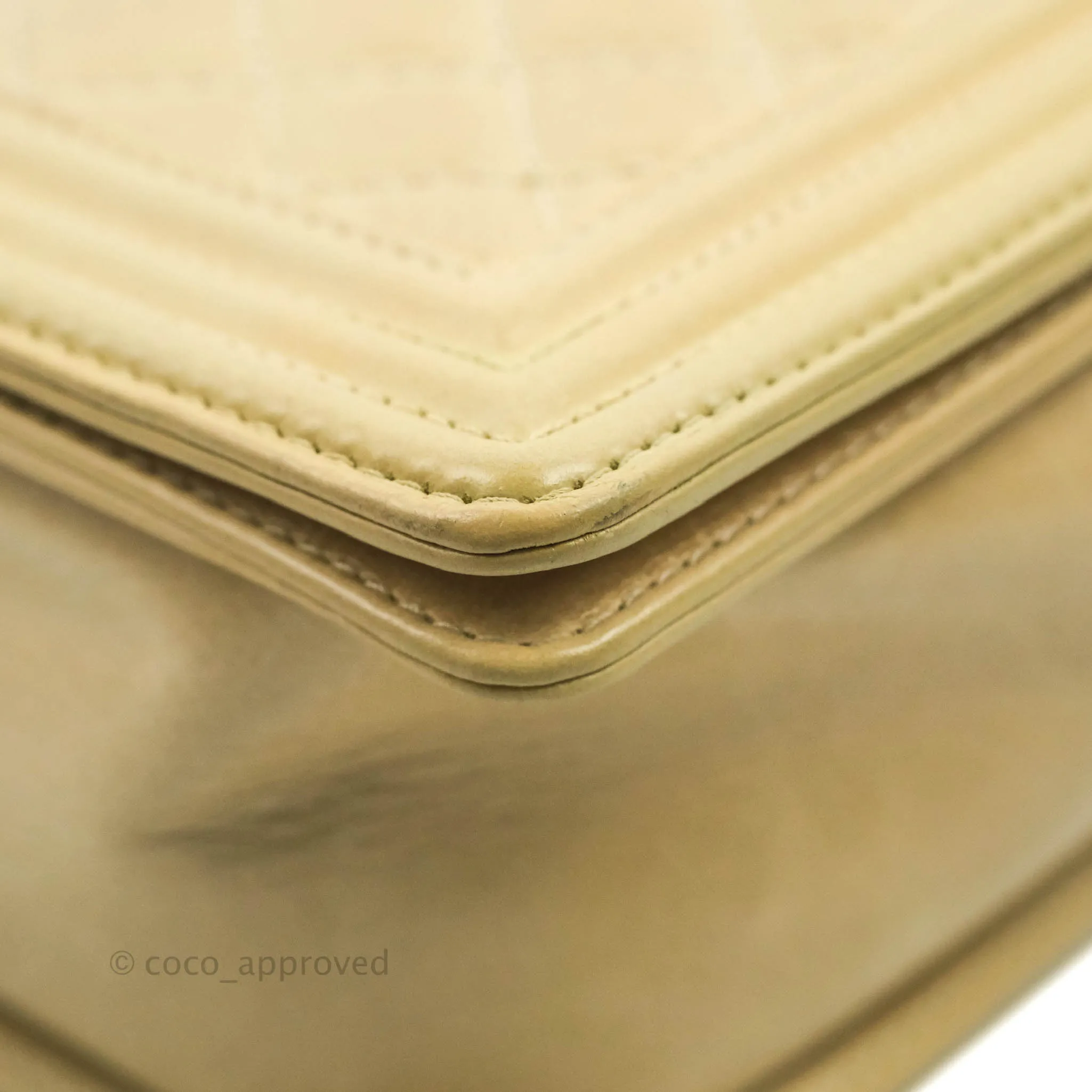 Chanel Quilted Large Boy Beige Aged Calfskin Aged Gold Hardware