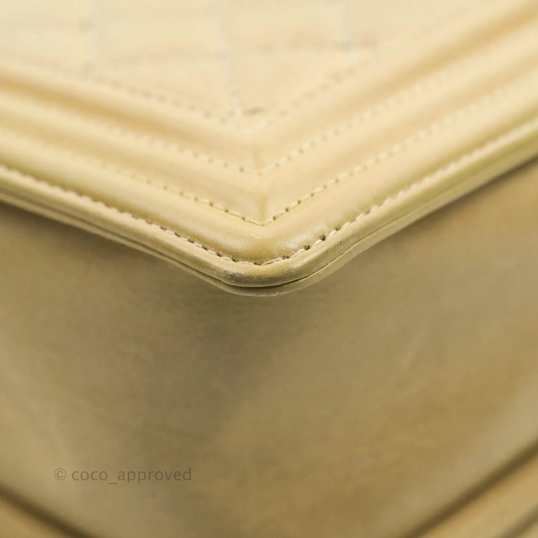 Chanel Quilted Large Boy Beige Aged Calfskin Aged Gold Hardware