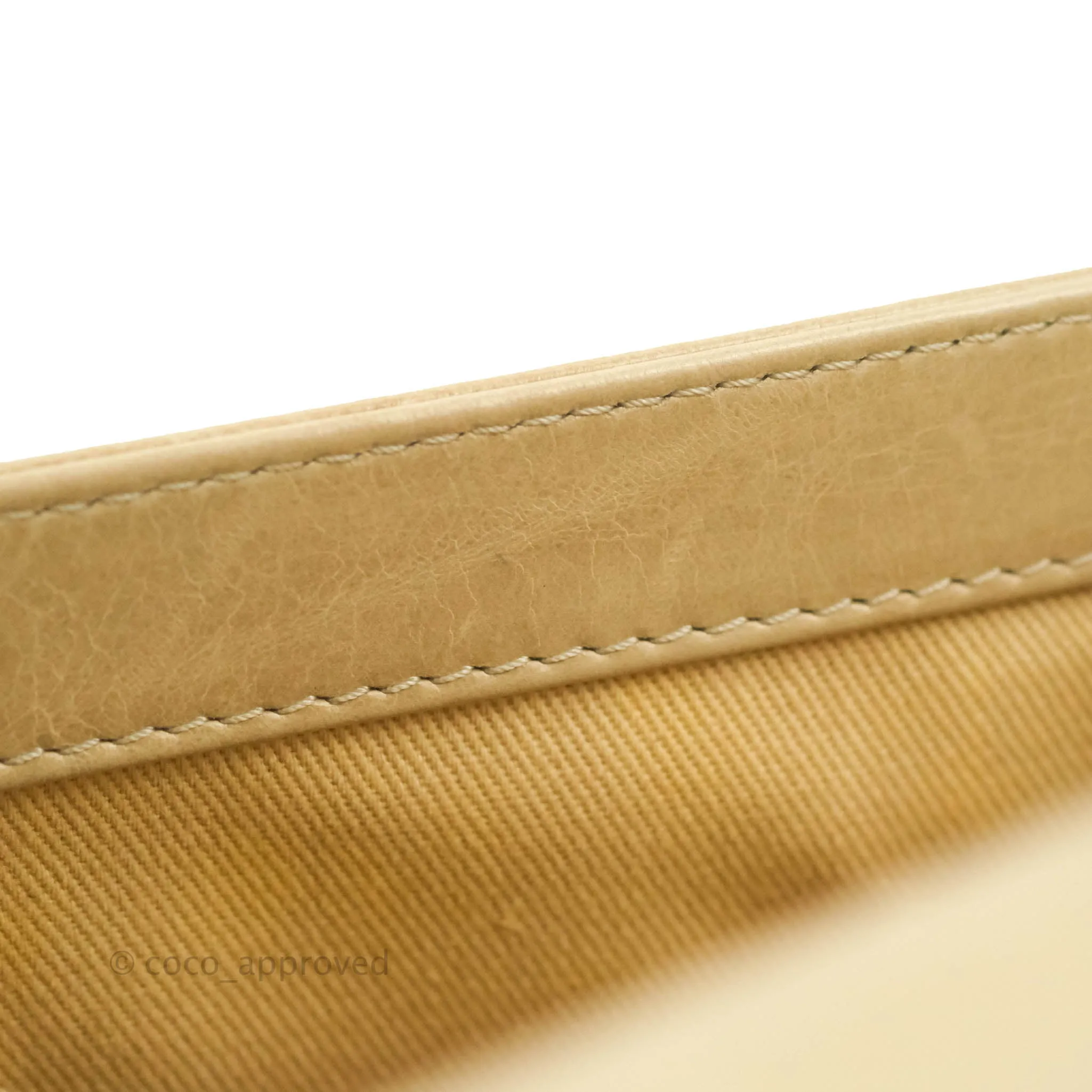 Chanel Quilted Large Boy Beige Aged Calfskin Aged Gold Hardware