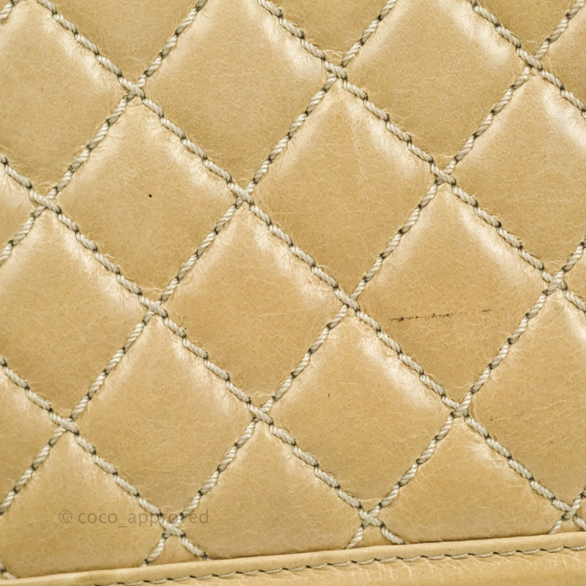 Chanel Quilted Large Boy Beige Aged Calfskin Aged Gold Hardware