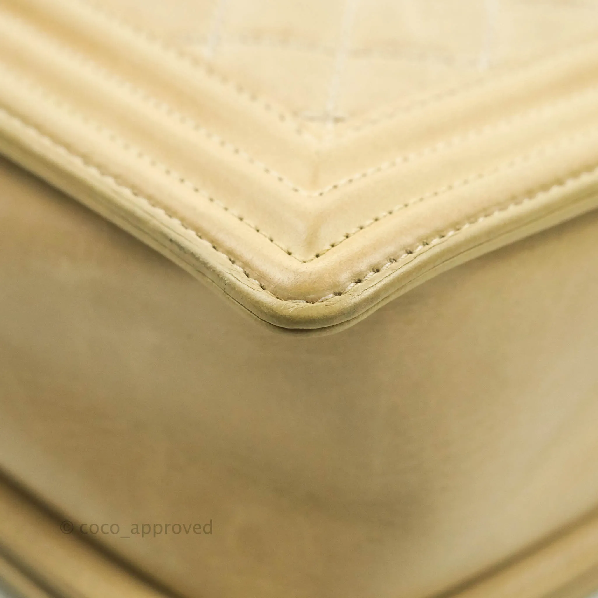 Chanel Quilted Large Boy Beige Aged Calfskin Aged Gold Hardware