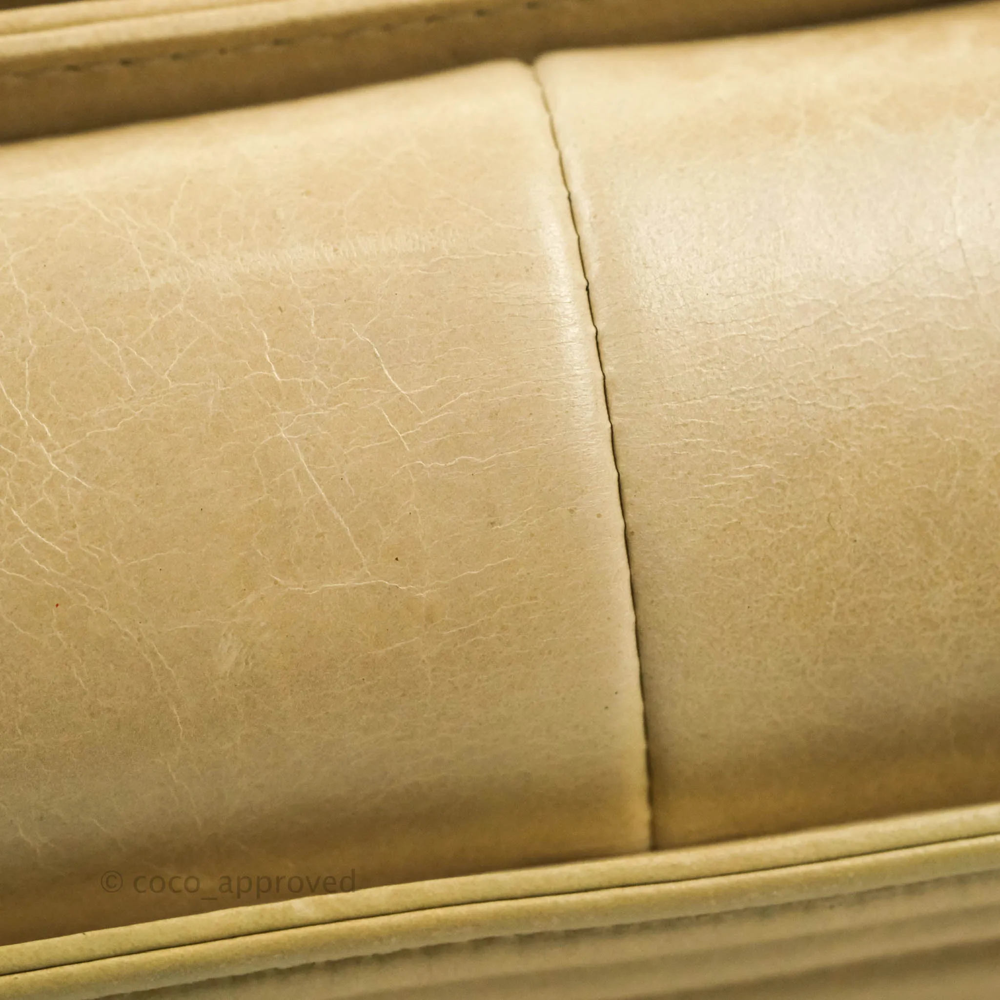 Chanel Quilted Large Boy Beige Aged Calfskin Aged Gold Hardware