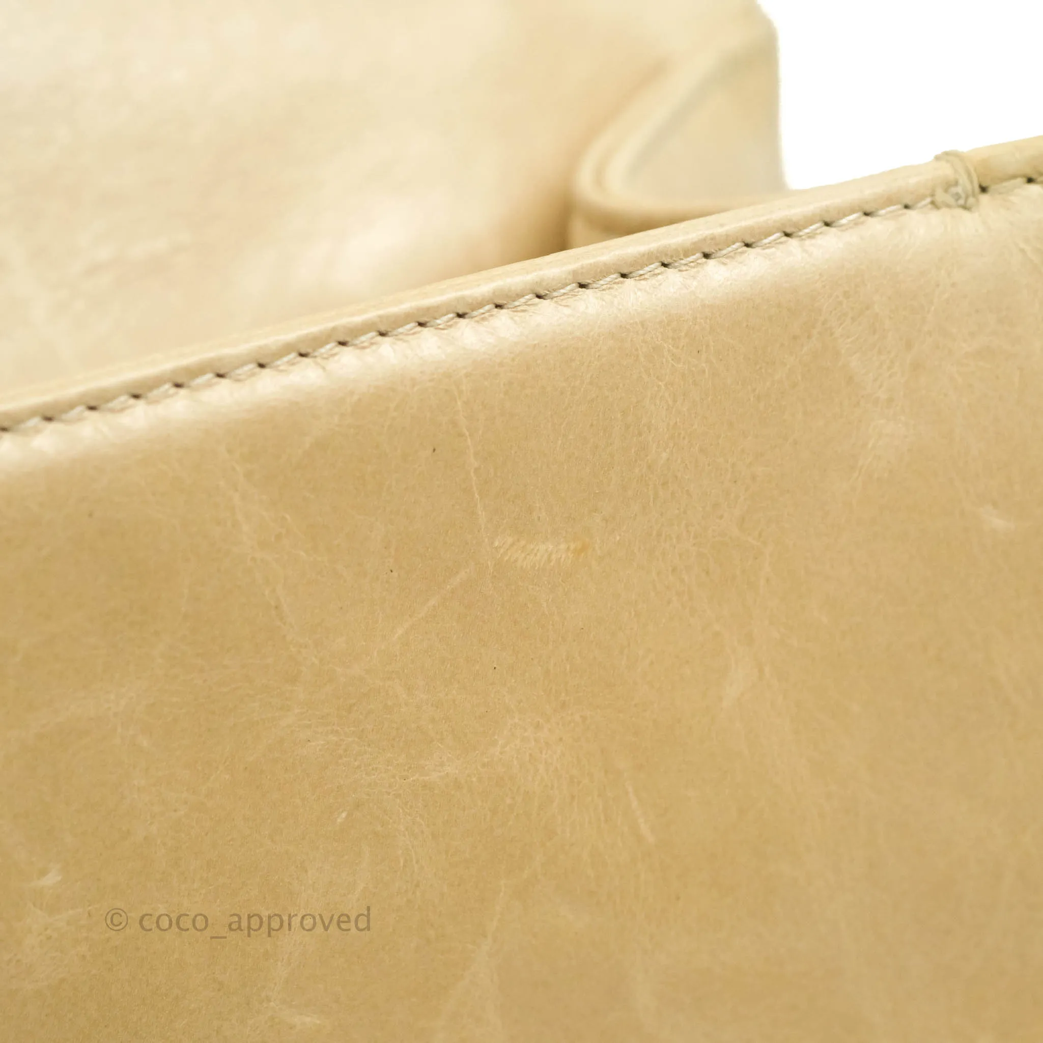Chanel Quilted Large Boy Beige Aged Calfskin Aged Gold Hardware