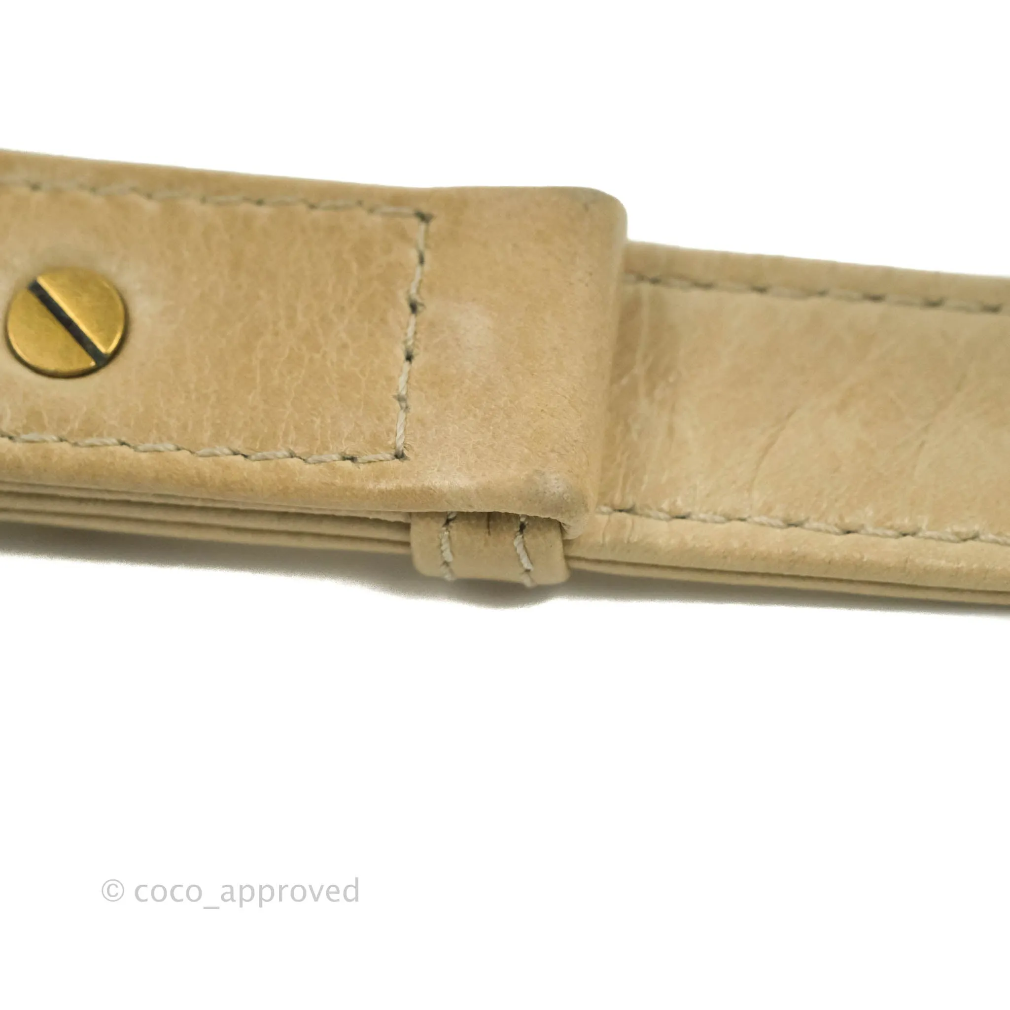 Chanel Quilted Large Boy Beige Aged Calfskin Aged Gold Hardware