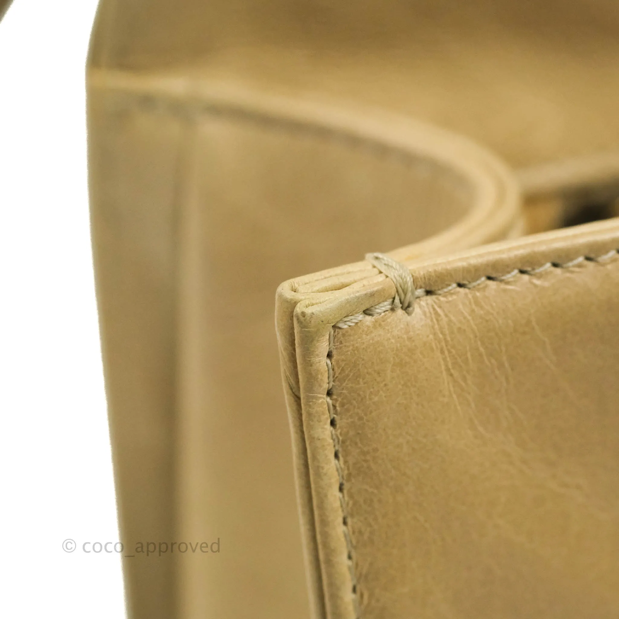 Chanel Quilted Large Boy Beige Aged Calfskin Aged Gold Hardware