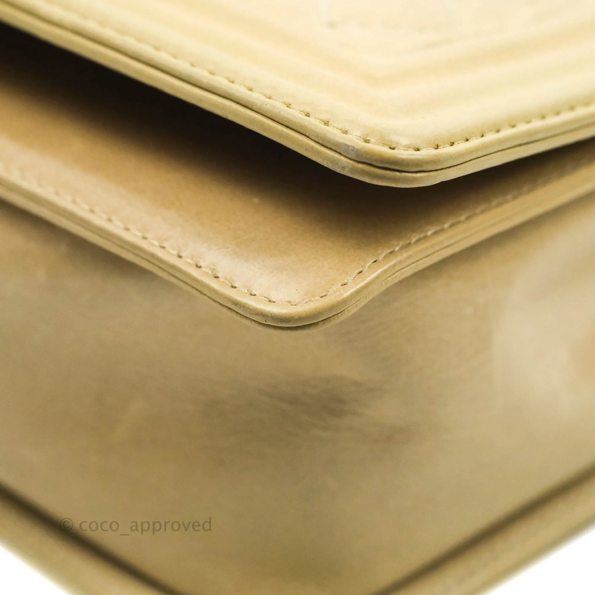 Chanel Quilted Large Boy Beige Aged Calfskin Aged Gold Hardware