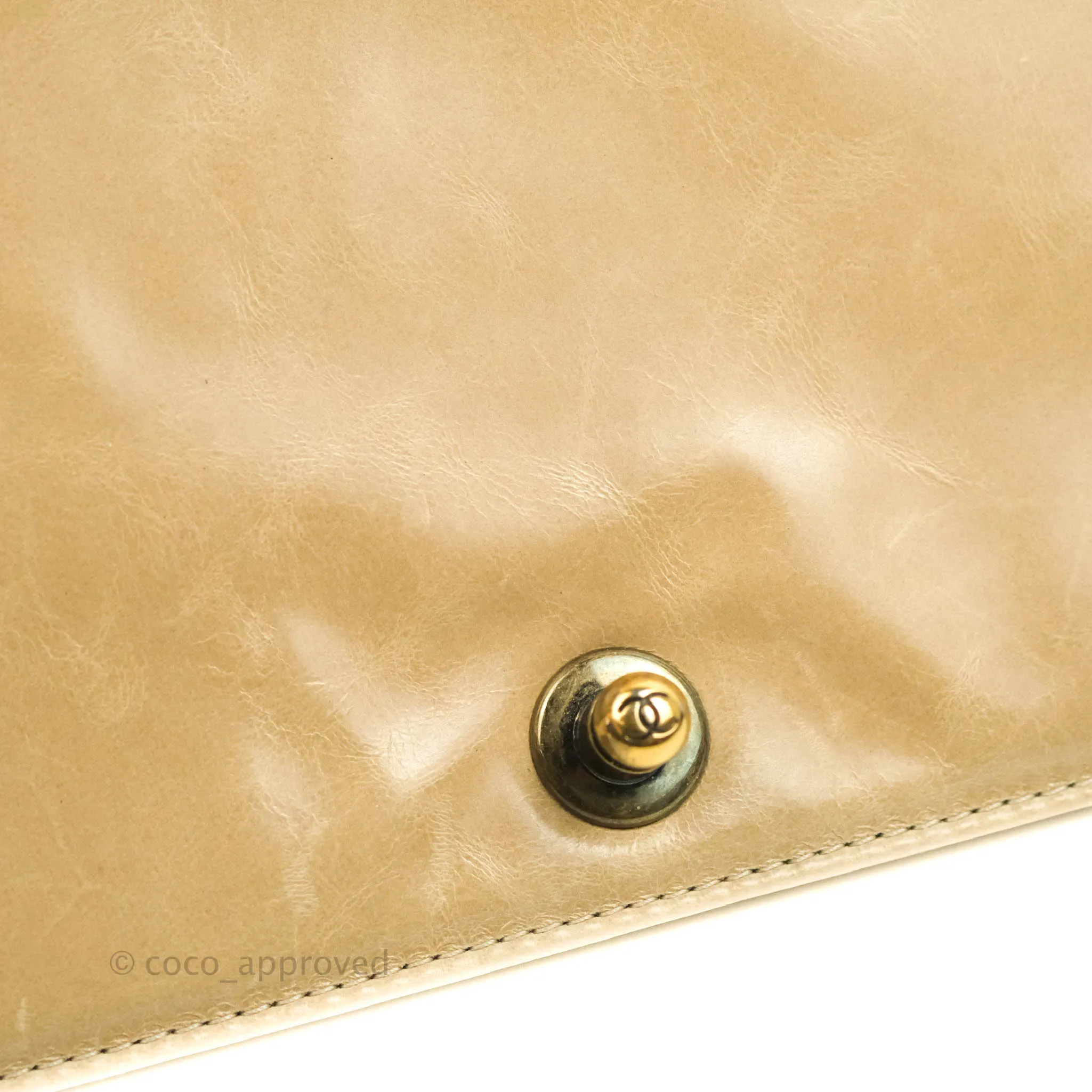 Chanel Quilted Large Boy Beige Aged Calfskin Aged Gold Hardware