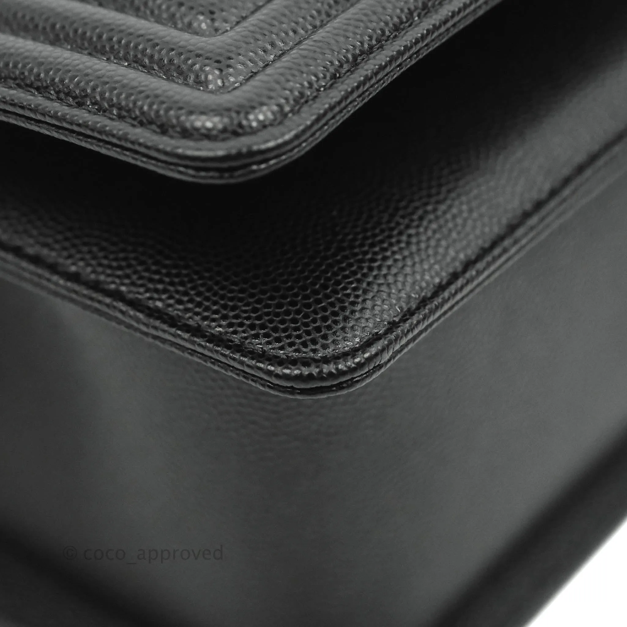 Chanel Quilted Medium Boy Black Caviar Aged Gold Hardware