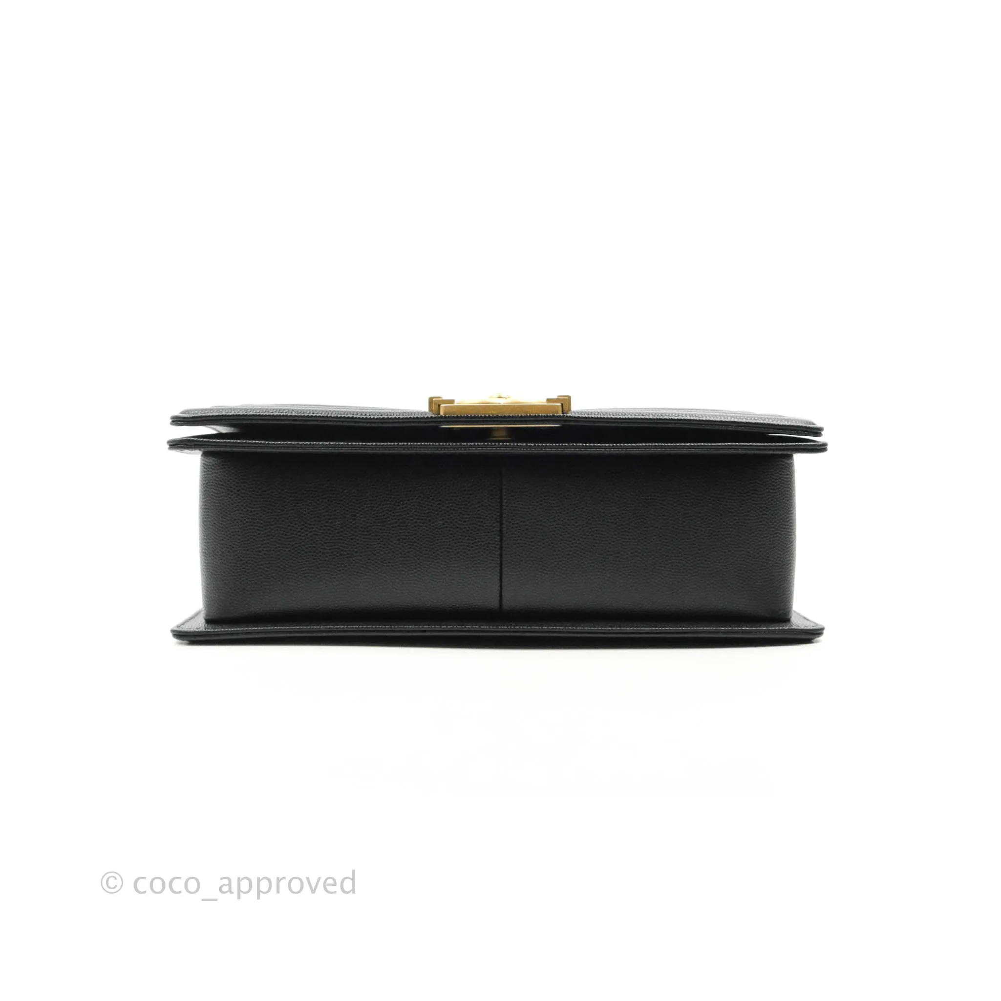 Chanel Quilted Medium Boy Black Caviar Aged Gold Hardware