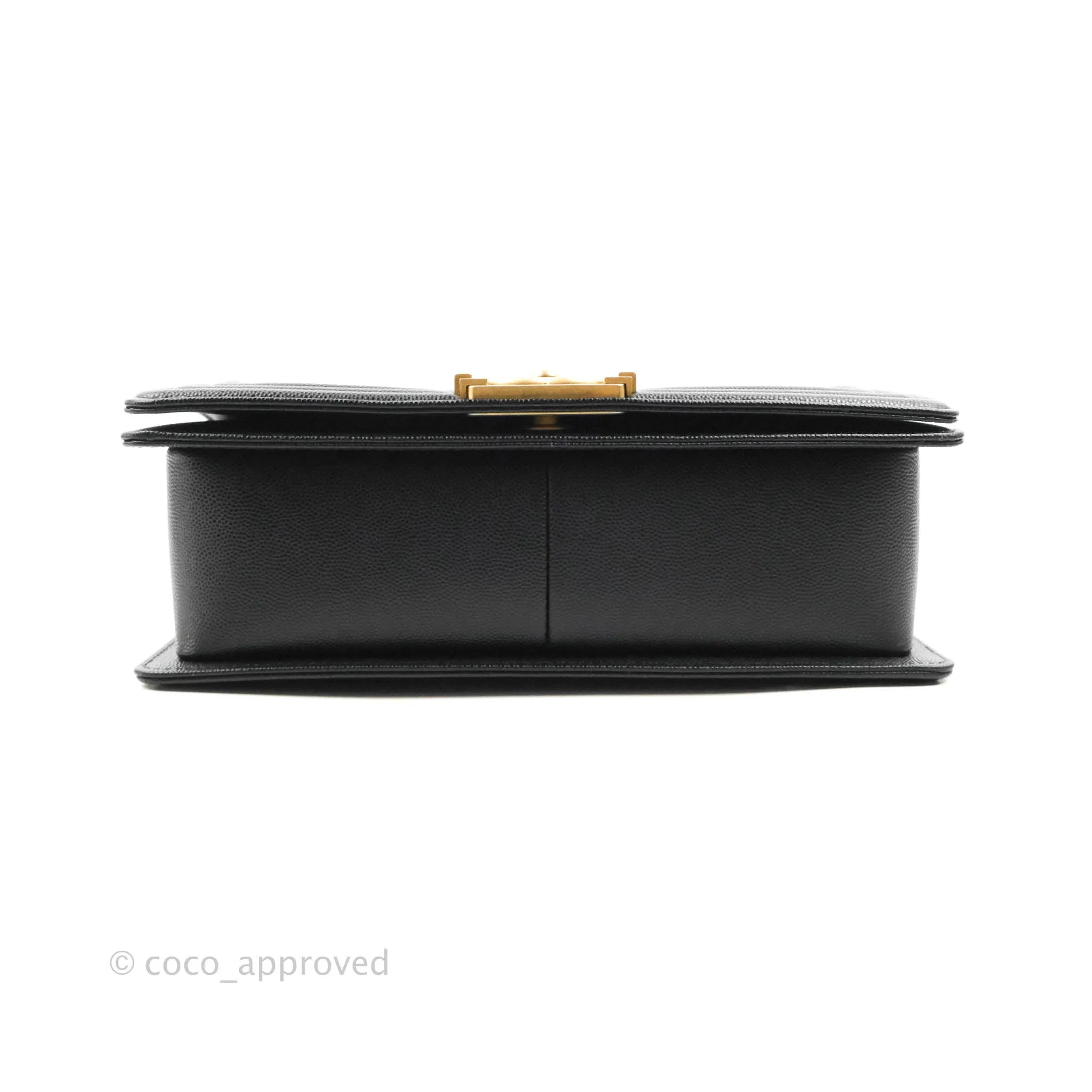 Chanel Quilted Medium Boy Black Caviar Aged Gold Hardware