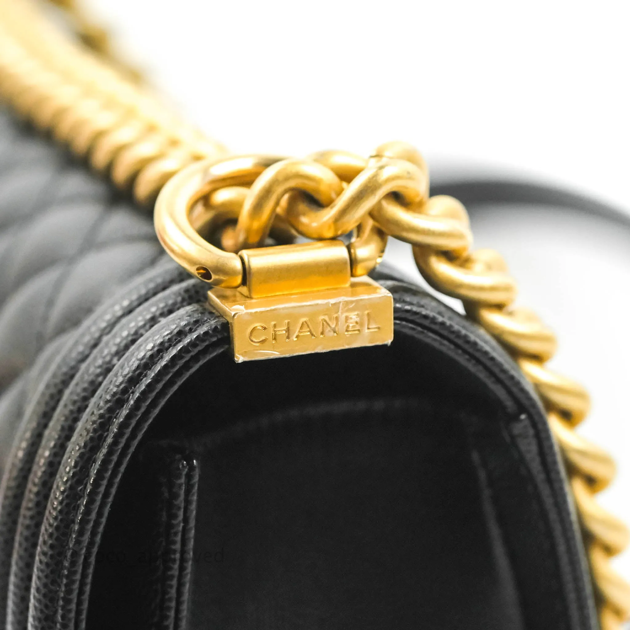 Chanel Quilted Medium Boy Black Caviar Aged Gold Hardware