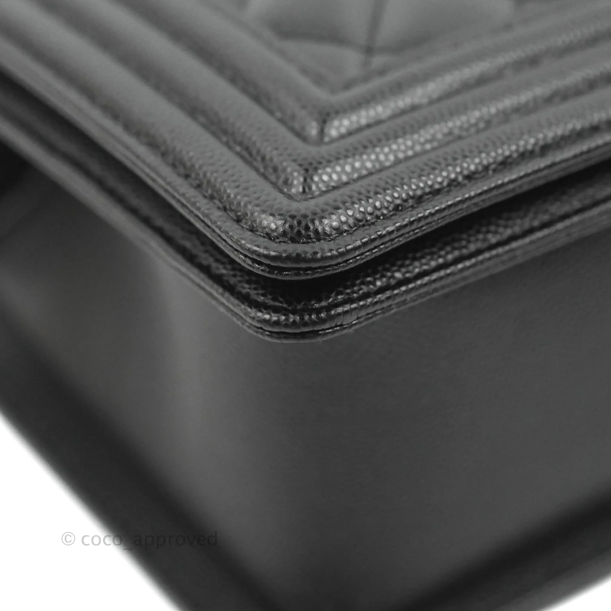 Chanel Quilted Medium Boy Black Caviar Aged Gold Hardware