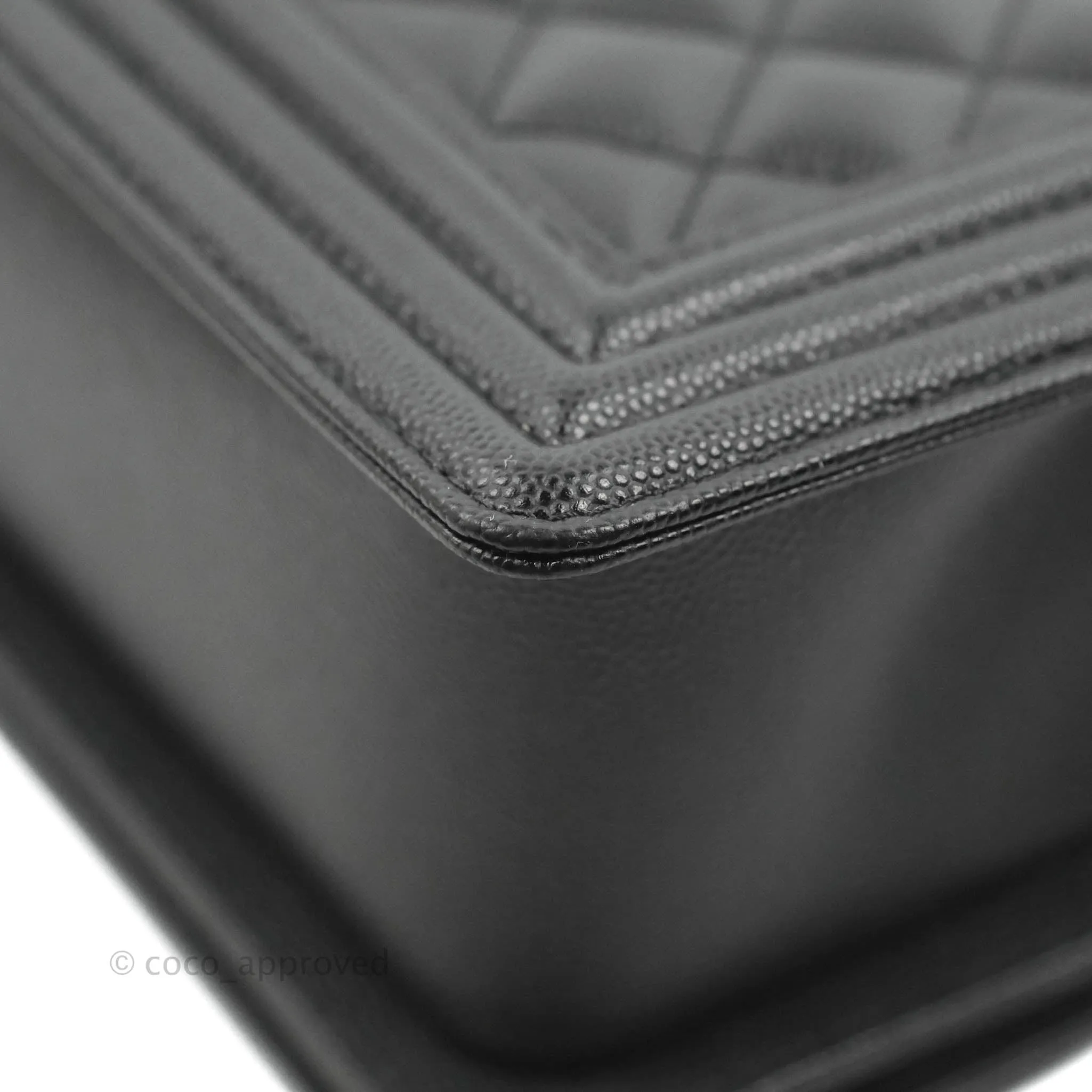 Chanel Quilted Medium Boy Black Caviar Aged Gold Hardware